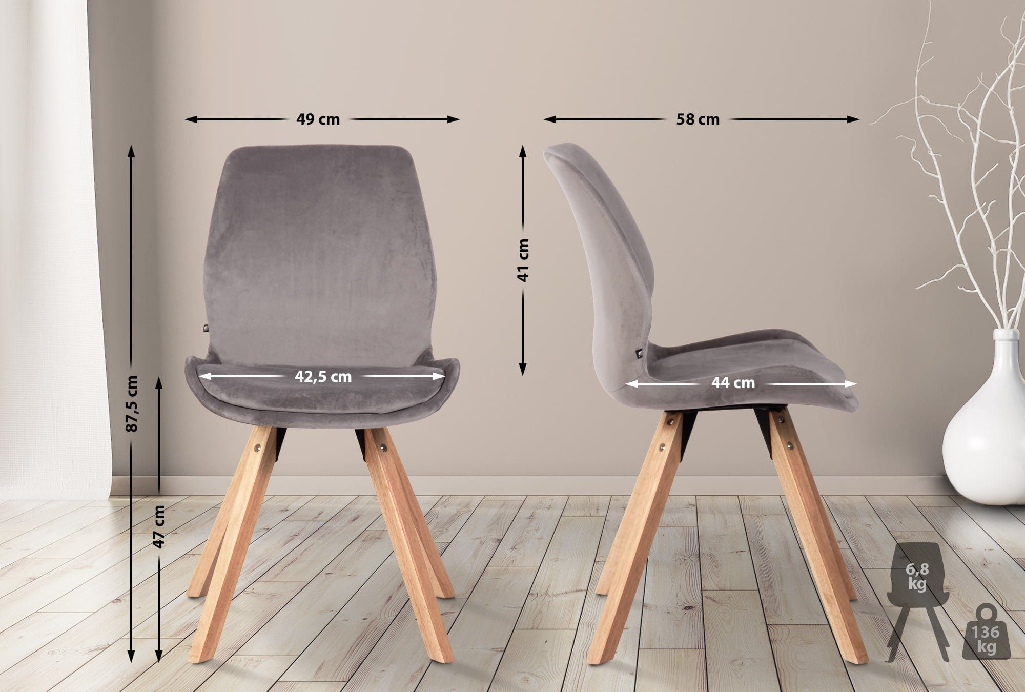 CLP Esszimmerstuhl Luna (2er Set), Kunststoff/ günstig online kaufen