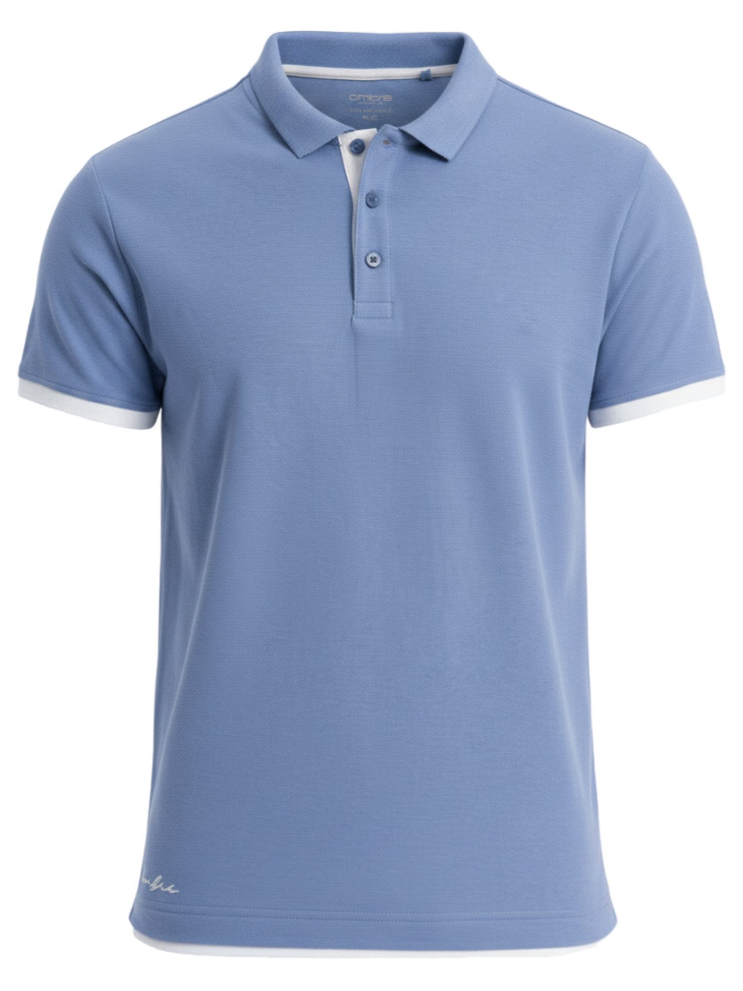OMBRE Poloshirt Herren Poloshirt mit Kontrastbesatz Slim Fit Blau XXL (1-tlg) in Unifarbe