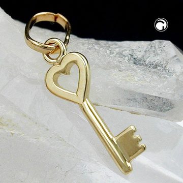unbespielt Herzanhänger Kettenanhänger Anhänger Herz Schlüssel glänzend 9 Karat Gold 13 x 5 mm inklusive kl. Schmuckbox, Goldschmuck für Damen