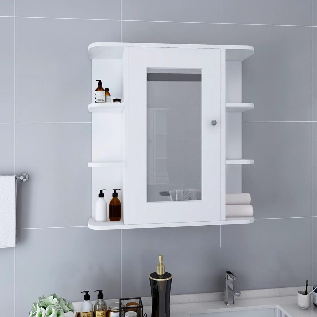 vidaXL Badezimmerspiegelschrank Bad-Spiegelschrank Weiß 66x17x63 cm MDF (1-St)