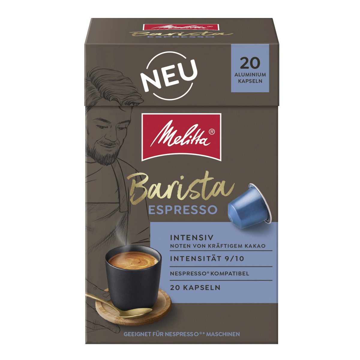 Melitta Kaffee, Melitta Barista Espresso Kapseln 20x5,5g Röstkaffee Packung 110g