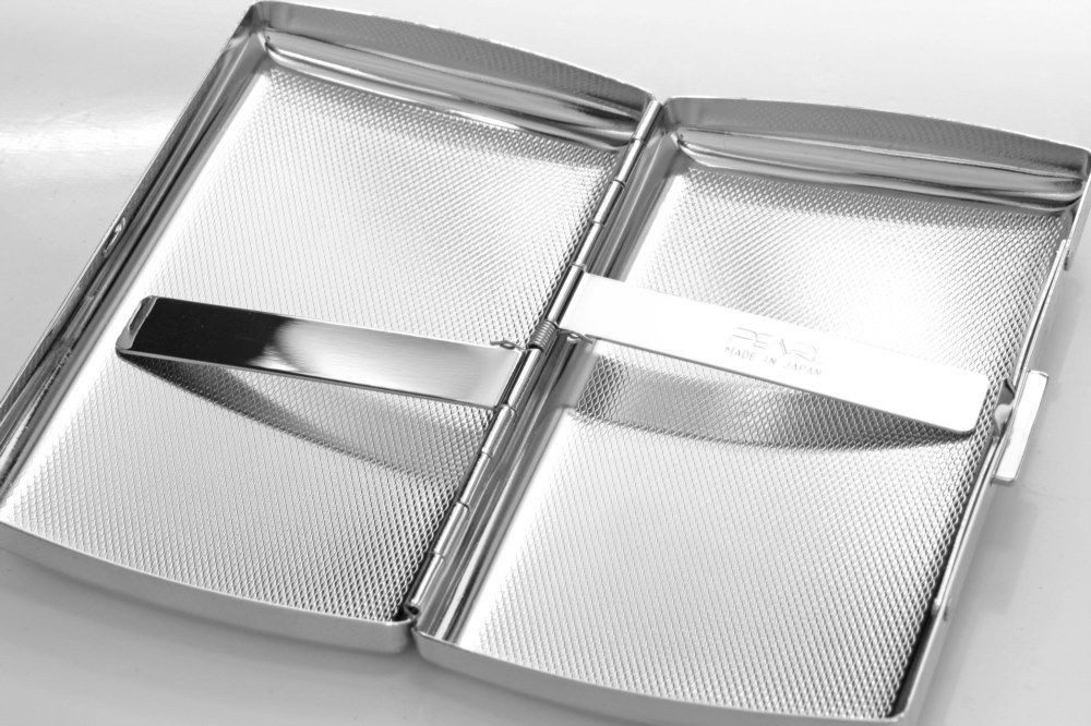 meytrade Bogenetui Pearl Premium Zigaretten Etui silber Ornament Edelstahl