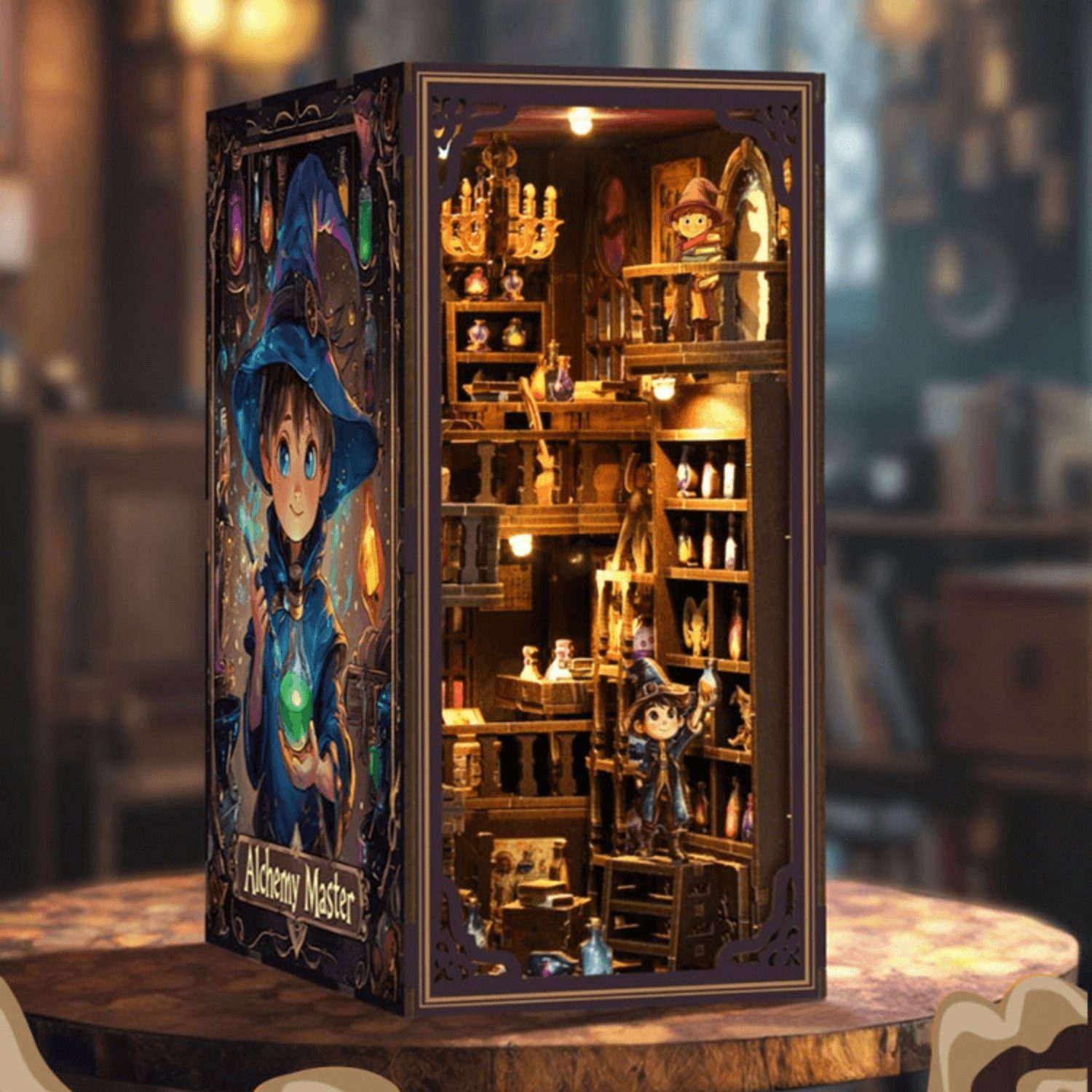 MagicHolz Buchstütze MagicHolz Alchemy Master, Book Nook Diorama