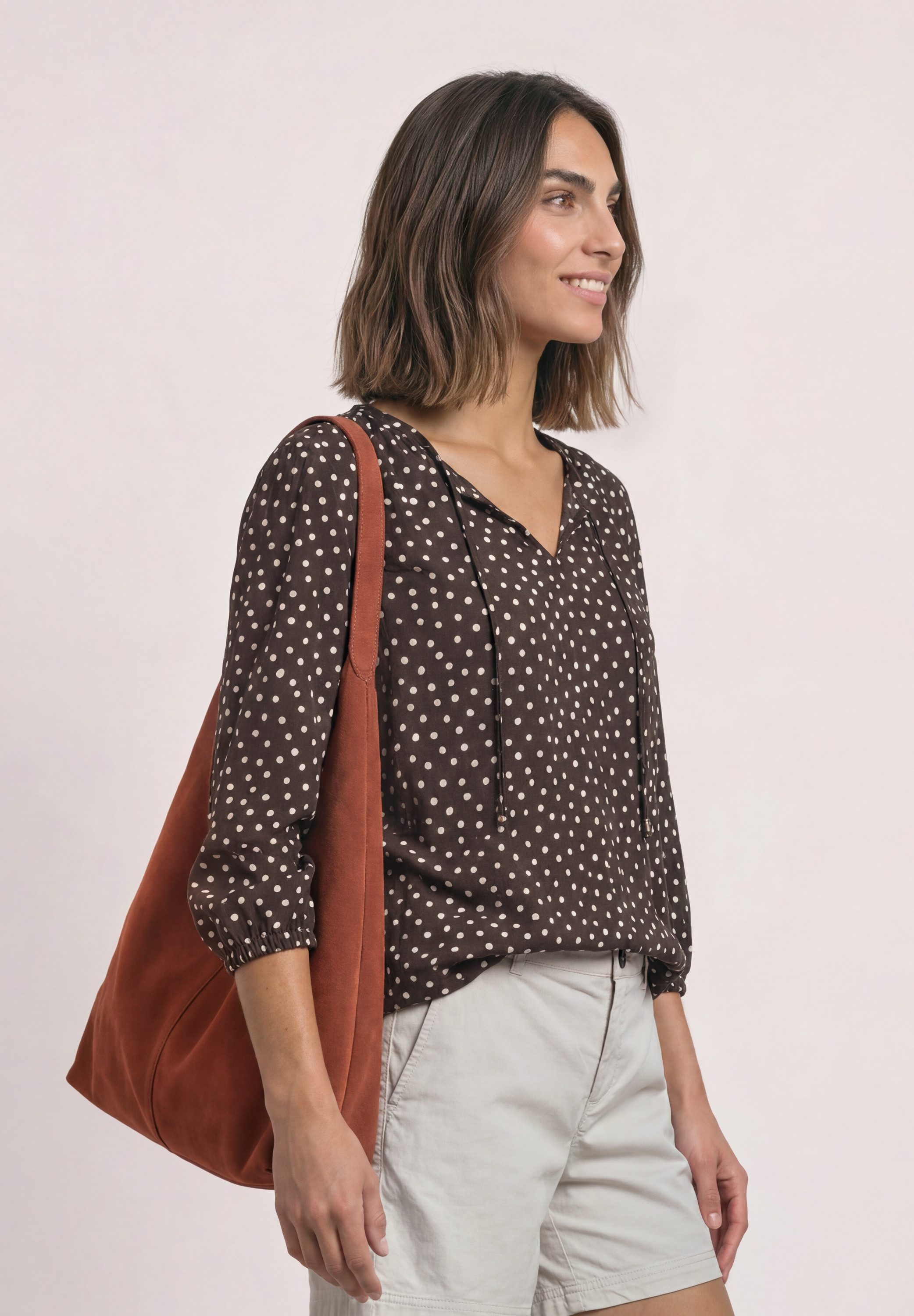 STREET ONE Druckbluse 3/4-Arm Tunika mit Split Neck / mit Punkten