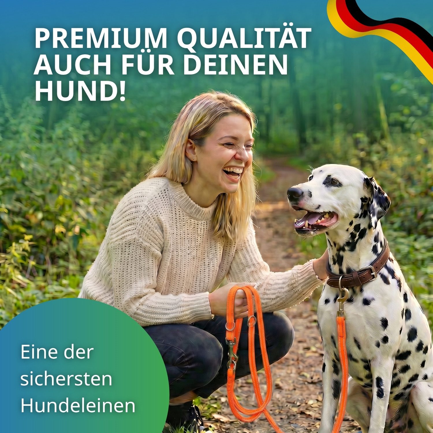 Activity4Dogs Hundeleine große Hunde, reflektierend, orange, 2 m, 3-fach verstellbar, über 4 mm dick, ohne Elektronik, made in Germany