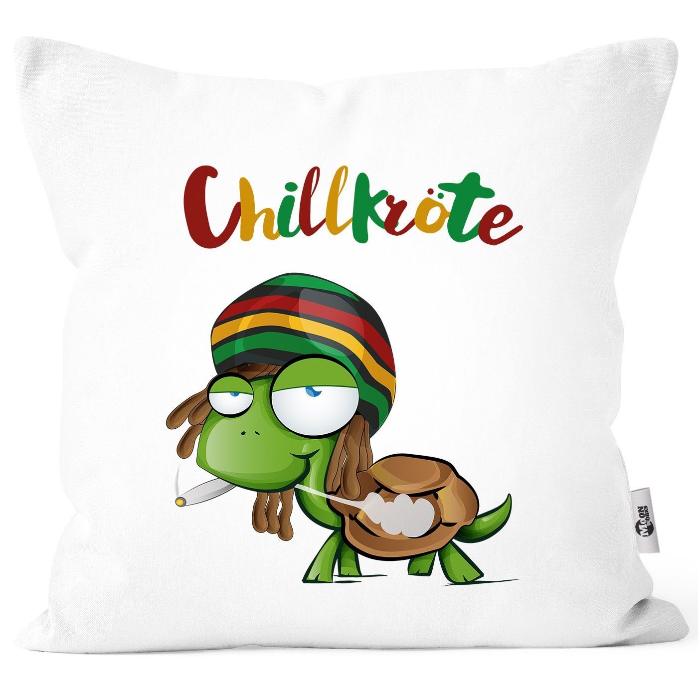 MoonWorks Dekokissen Kissen-Bezug Chillkröte Schildkröte Rastafrisur günstig online kaufen