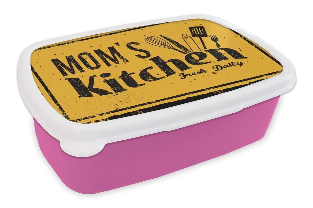 - Brotbox Küche rosa Brotdose Kunststoff Erwachsene, - Mama Vintage, Lunchbox MuchoWow Mädchen, (2-tlg), Kunststoff, für Snackbox, Kinder,