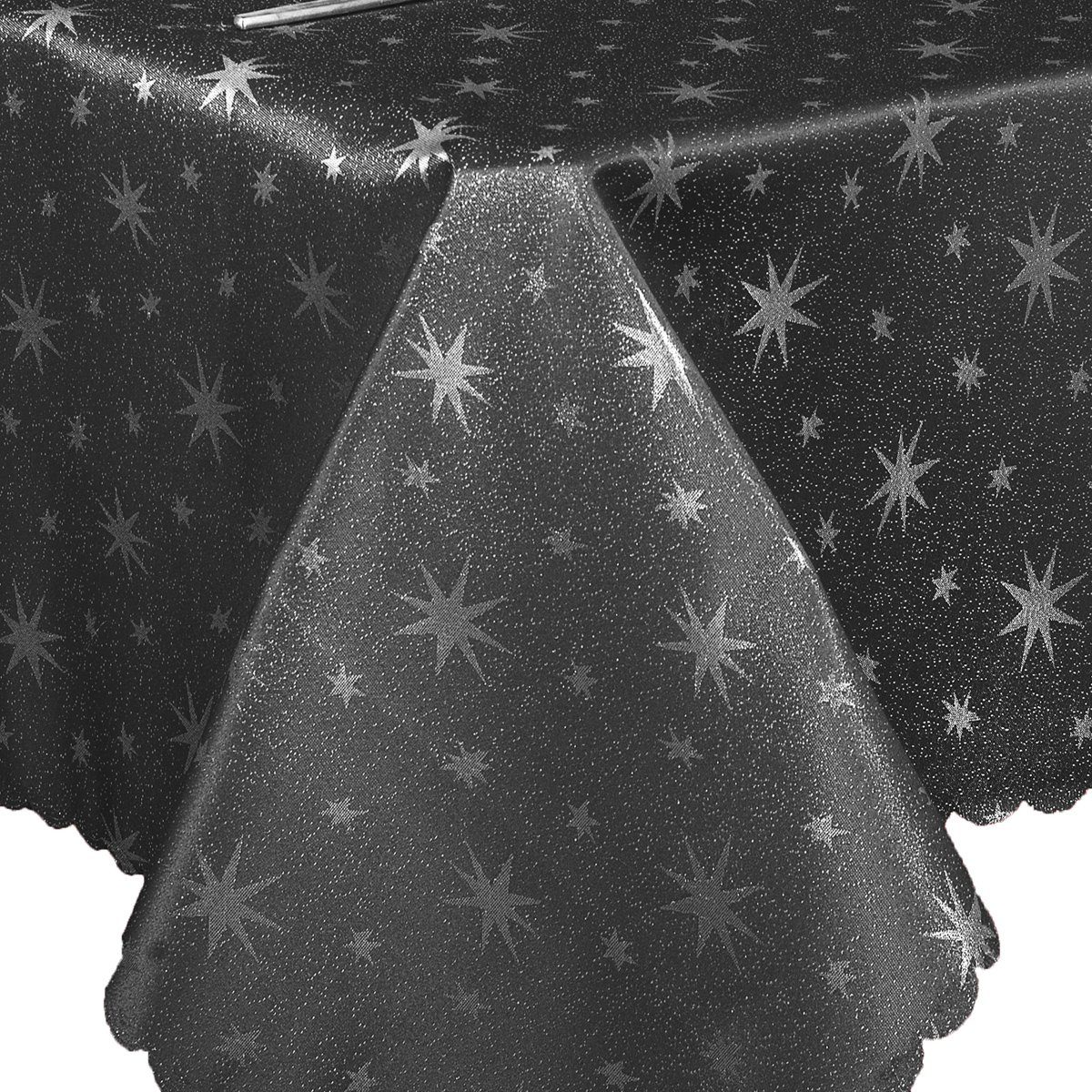 Tischläufer Glitzer Sterne Tischdecke Grau Silber 90x90 Mitteldecke Weihnac günstig online kaufen