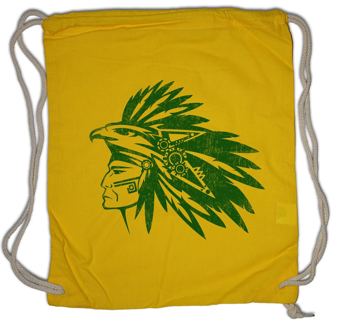 Turnbeutel Aztec Warrior Turnbeutel Federschmuck Kopf Häuptling Chief Chieftain