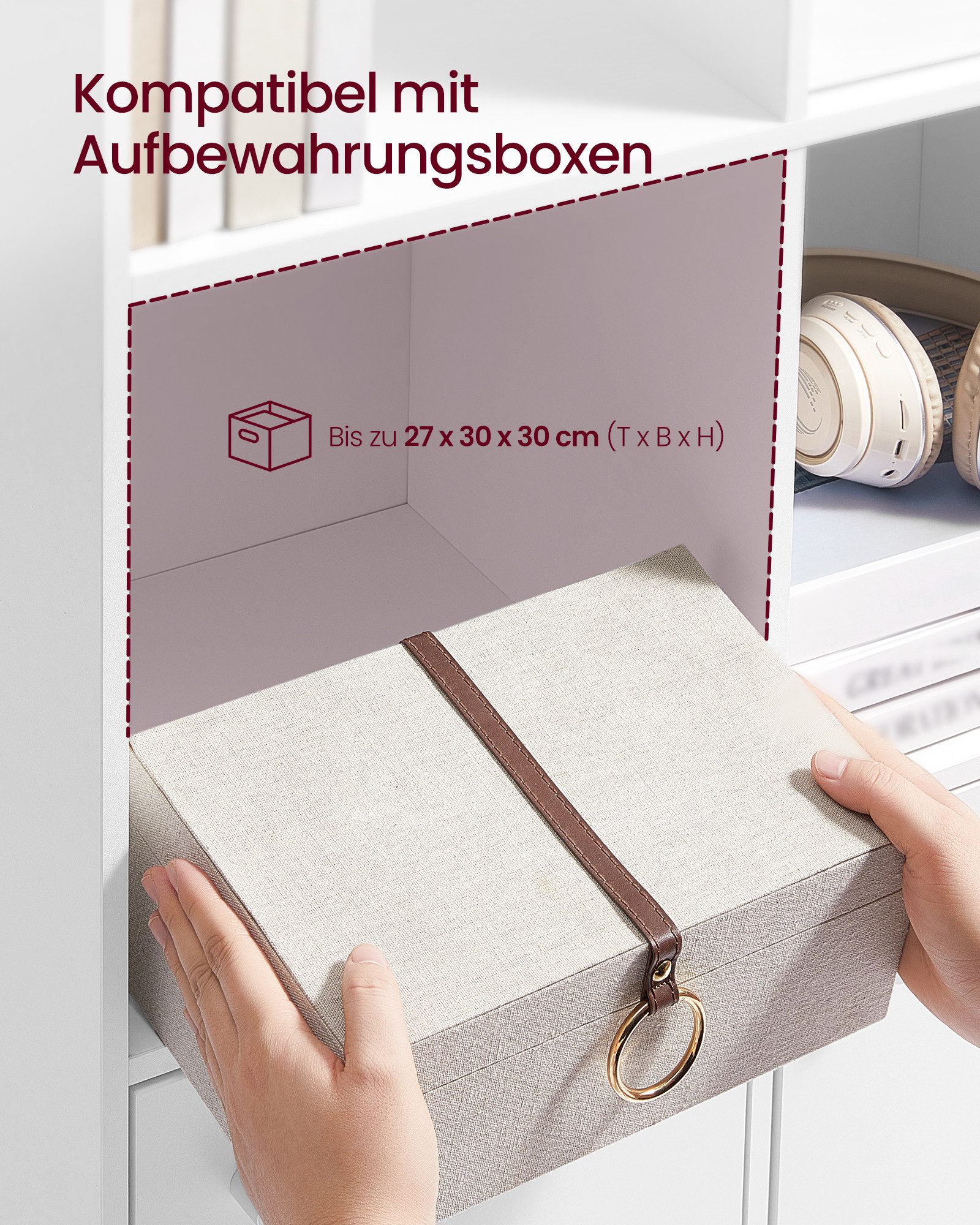 VASAGLE Bücherregal 3-stöckiges Regal, 2 Fächer, 29 x 65,8 x 130 cm, Wohnzimmer Homeoffice Esszimmer, mit Türen – Bild 4 von 5