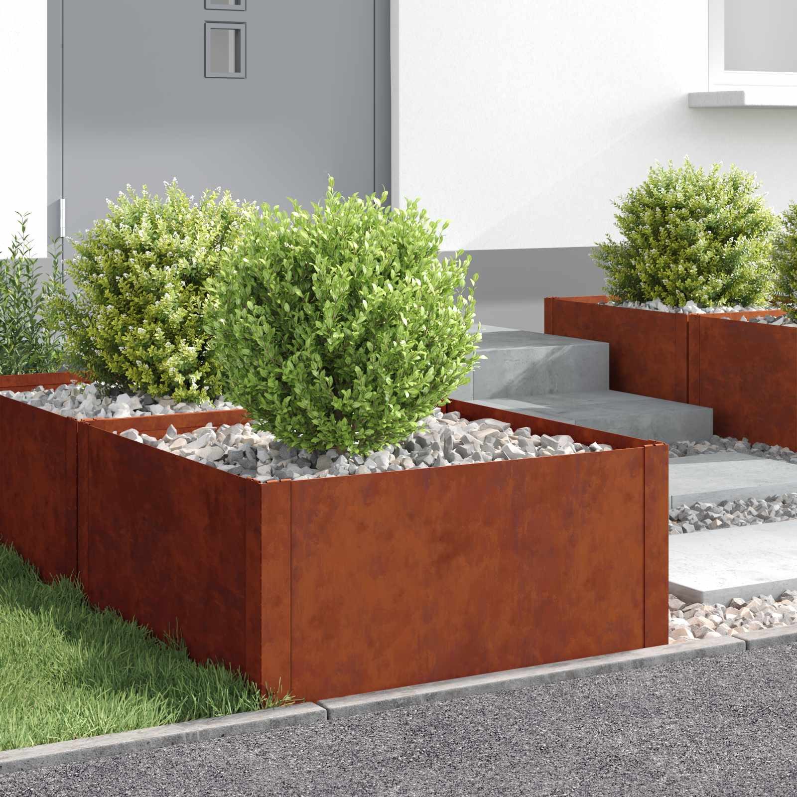 vidaXL Beetumrandung Raseneinfassung 4 Stk. 60 x 60 x 35 cm Stahl Rostig