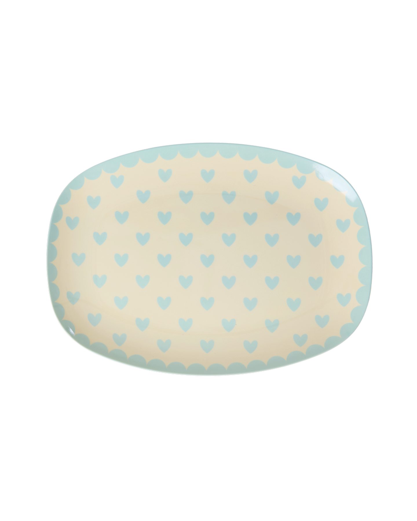 rice Teller Rice Melamin Teller Rechteckig - Herz Print Türkis 23 x 16,5 cm, (1 St)