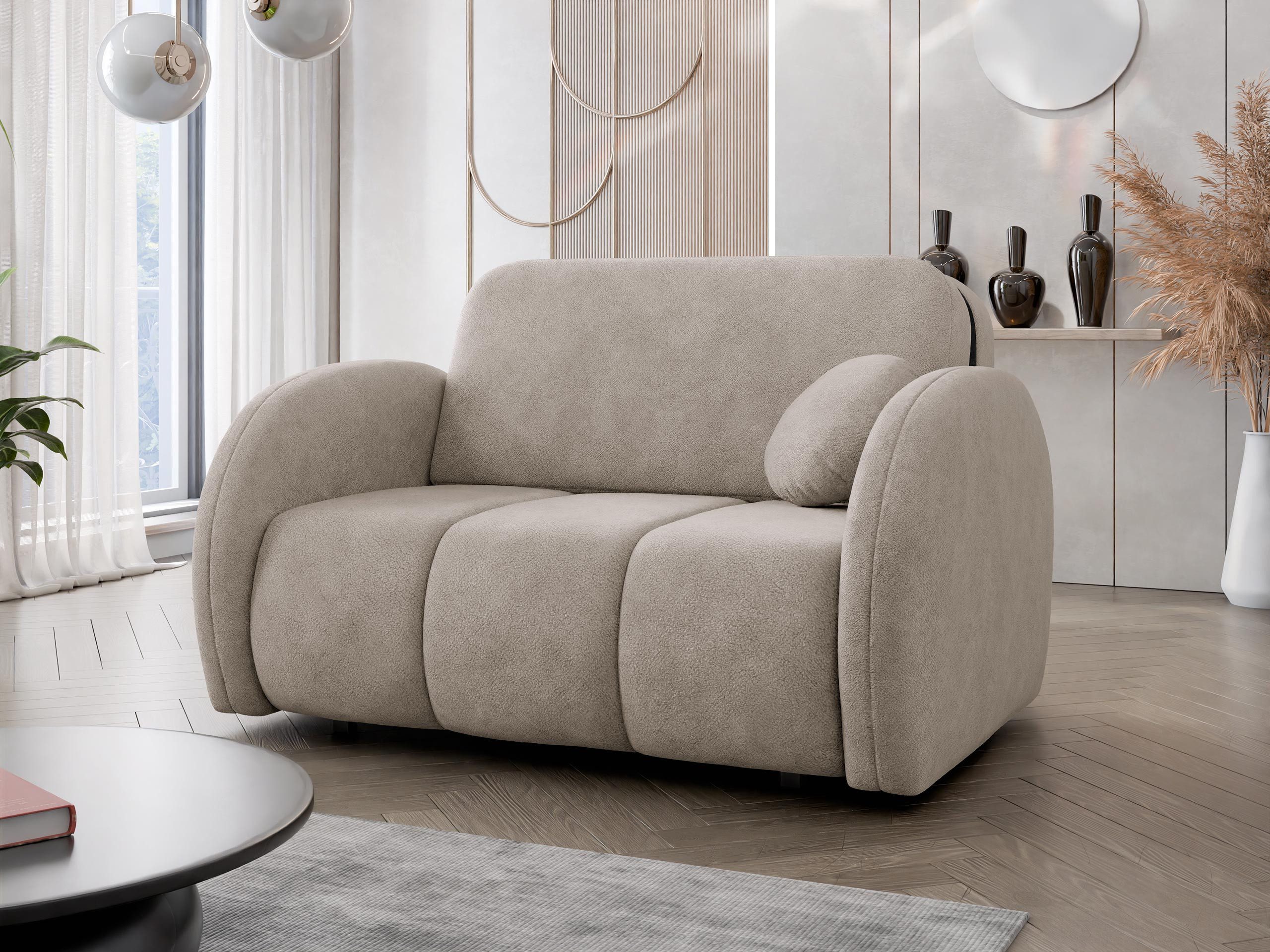 MIRJAN24 Schlafsofa Viva Comfy II, mit Schlaffunktion und zwei Bettkästen, zwei Sitzer, Metallfüße, 132x103x85 cm
