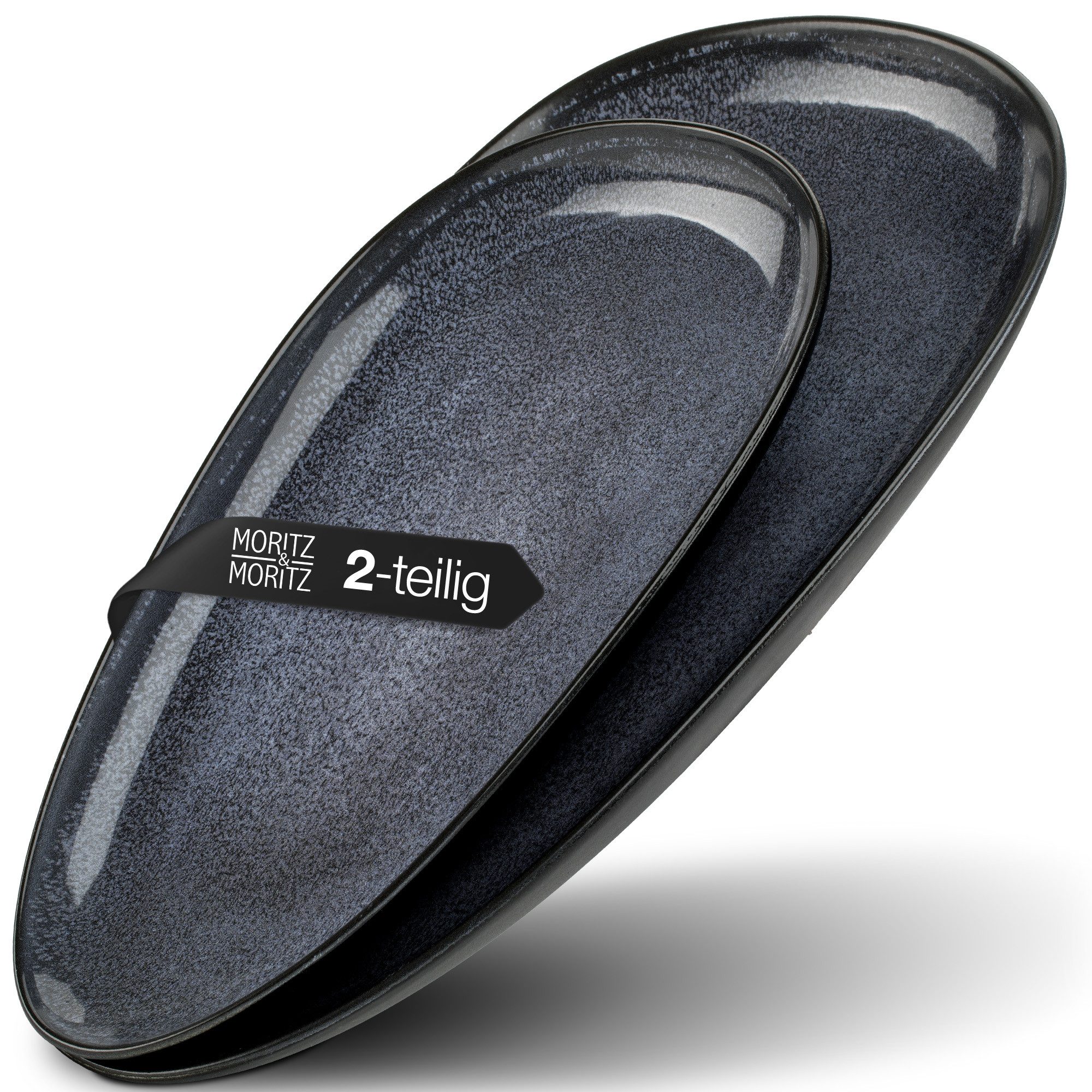 Moritz & Moritz Servierplatte VIDA 2x Servierteller Blau, Porzellan, (Set, 2-tlg., Set), Spülmaschinengeeignet