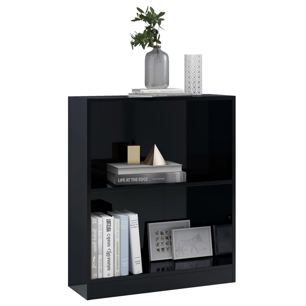 Holzwerkstoff 60x24x74,5 furnicato Bücherregal Hochglanz-Schwarz cm