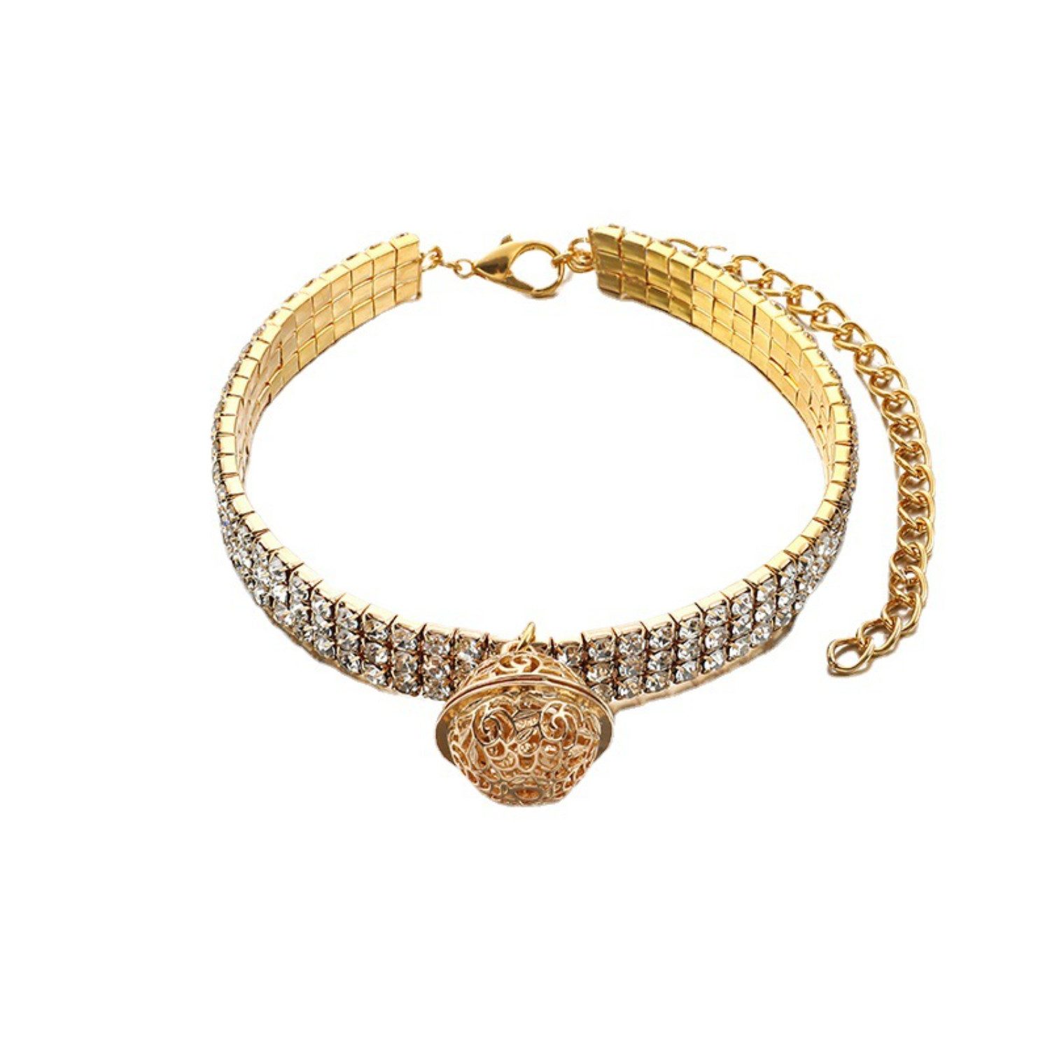 BYSURE Hunde-Halsband, Haustierhalsband mit Strass-Stretch-Halskette