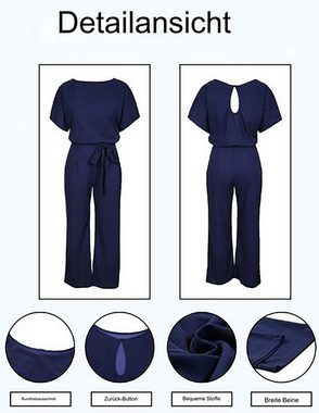 BlauWave Jumpsuit Rundhalsausschnitt,kurzen Ärmeln (1-tlg., Rundhalsausschnitt,kurzen Ärmeln) modischer und sexy Anzug