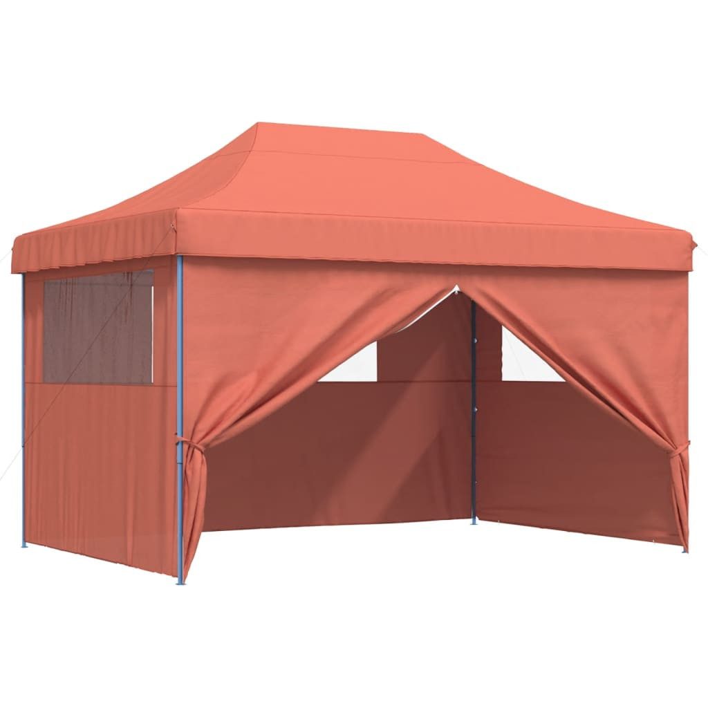 Pavillon Partyzelt Faltbar Pop-Up mit 4 Seitenteilen Terrakottarot Pavillon