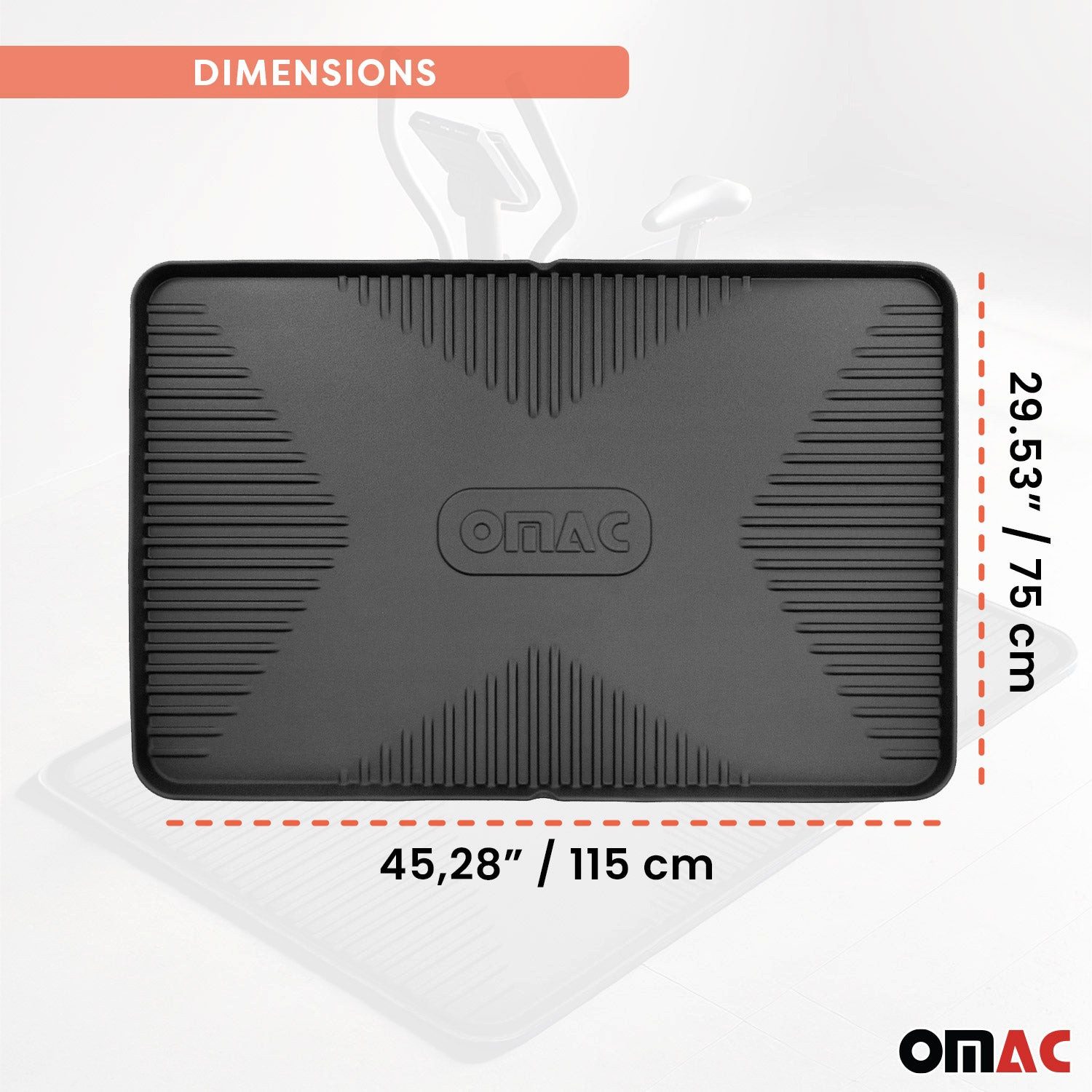 OMAC Bodenmatte Fahrradmatte Antirutsch Bodenschutzmatte Mehrzweckmatte 115x75cm Gummi