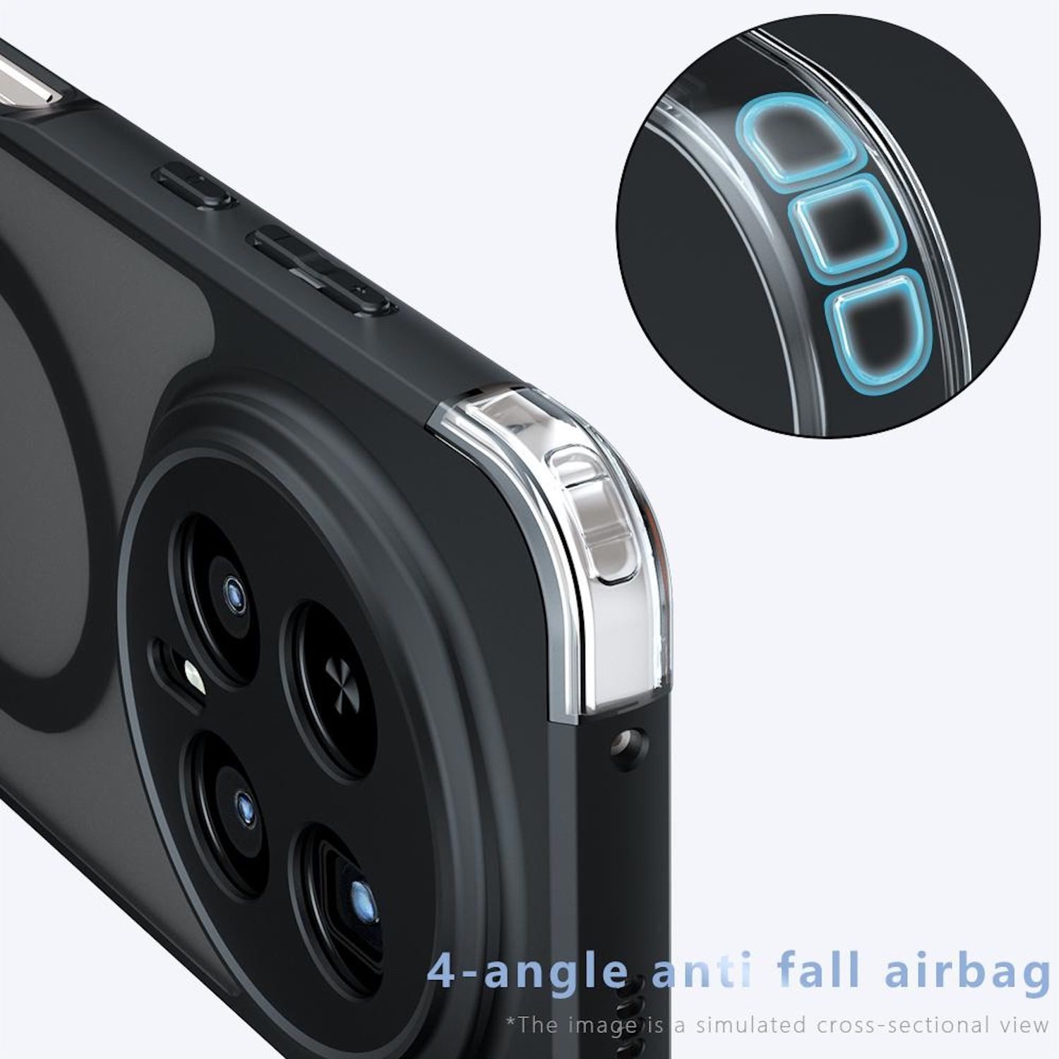 Wigento Handyhülle Für Honor Magic 8 Pro Armor MagSafe TPU PC Hybrid Schutz Hülle Schwarz, Stilvoll, MagSafe, präzise Passform – Bild 5 von 5