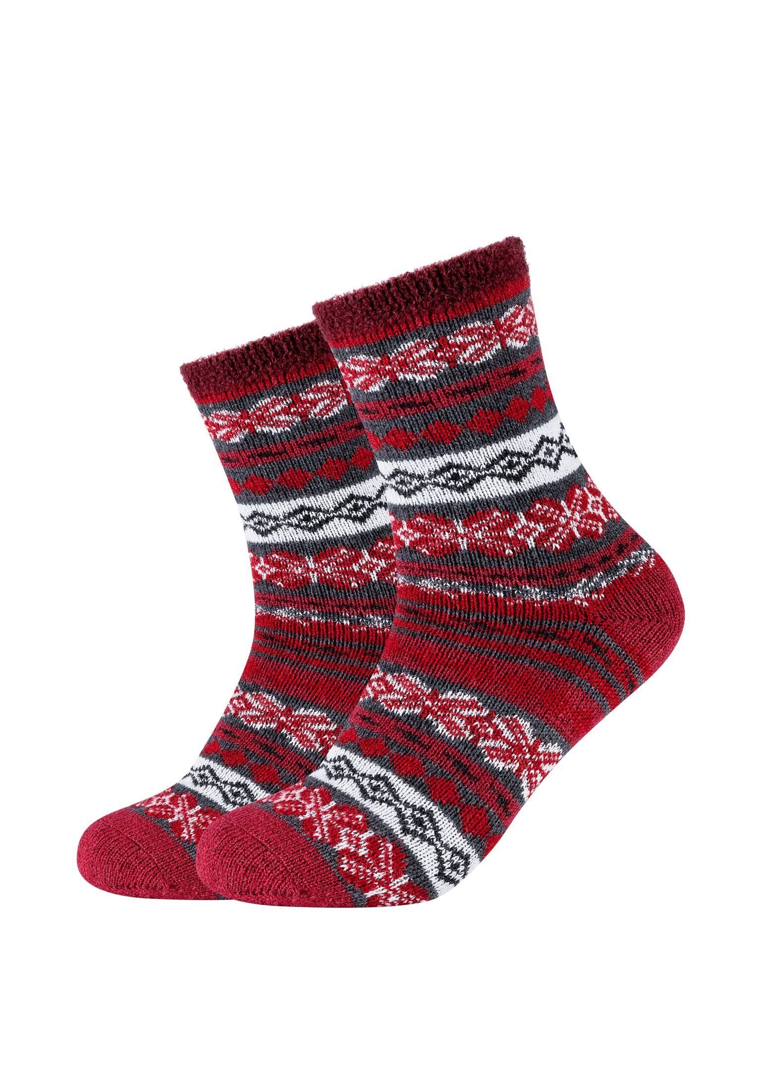 Flauschig oxblood Kuschelsocken Warm Damen Socken Norweger Camano Cosy Socken red