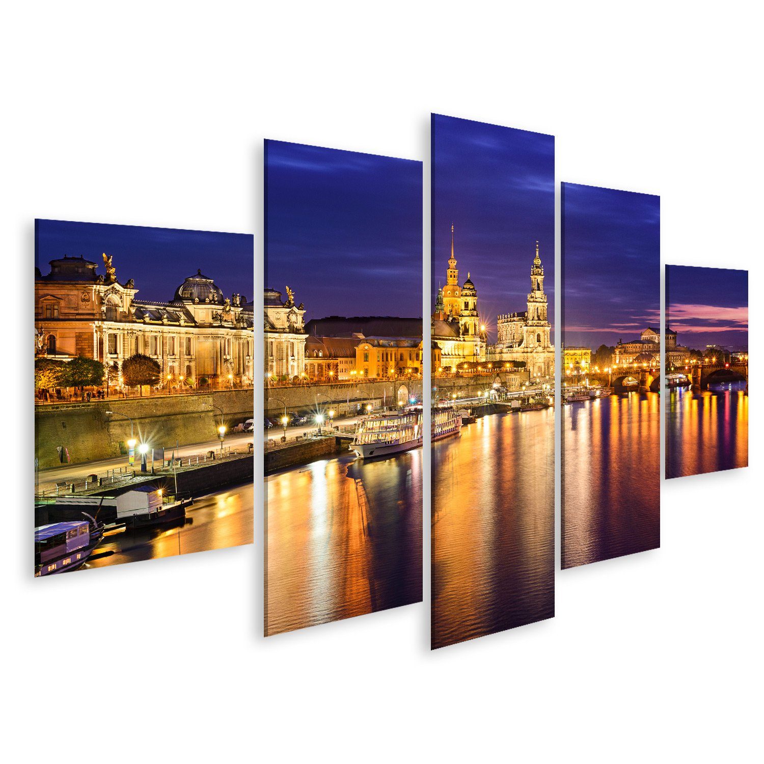 Leinwandbild Bild auf Leinwand Dresden Deutschland Skyline Der Innenstadt An Der El