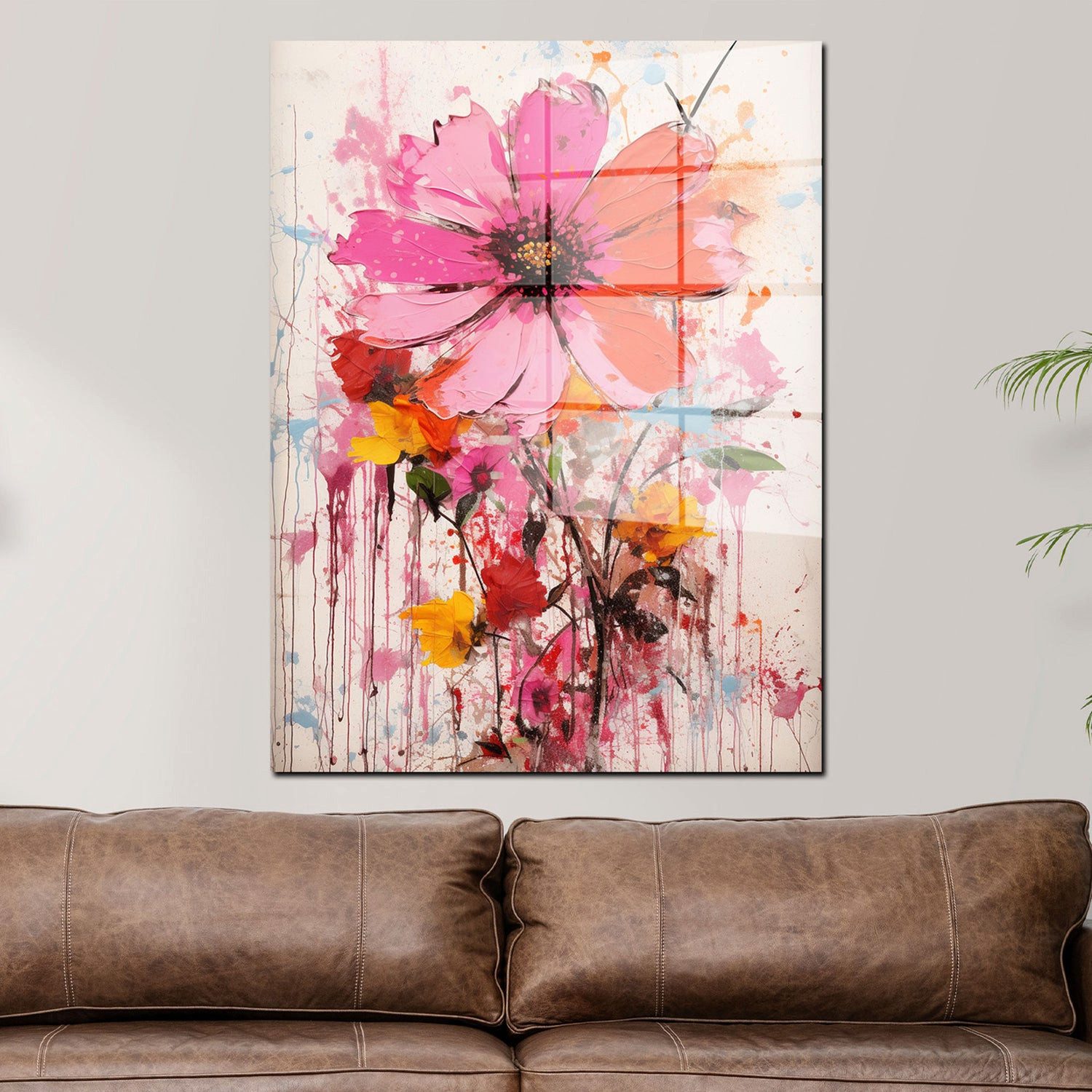 Artedinoi Acrylglasbild Blume Pink Colour Splash Acrylglas Wandbild Bild Wanddeko Wohnzimmer X