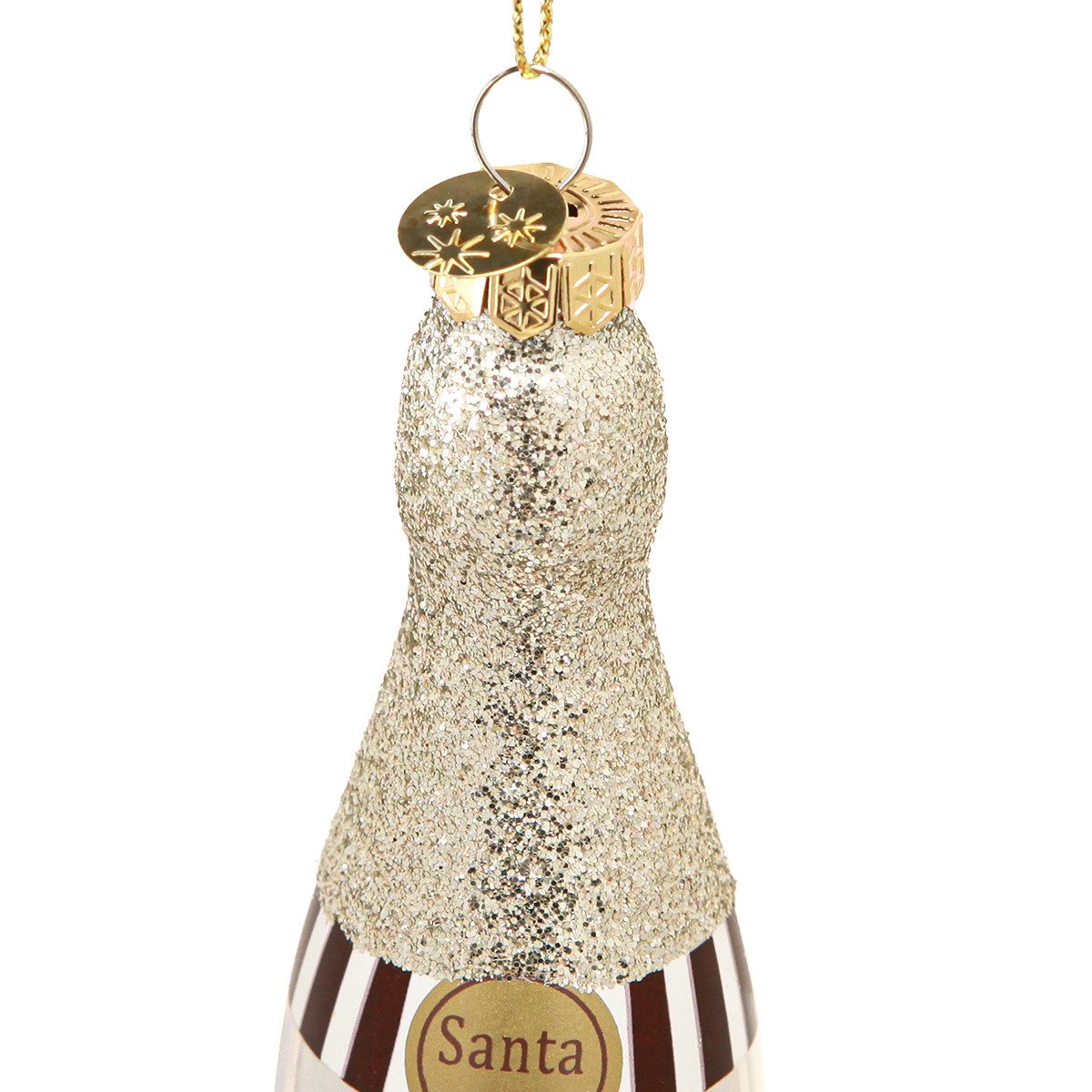 Kaemingk Baumbehang Silberne Champagnerflaschen Deko 13cm 5er Set Silvester, 5 Stück