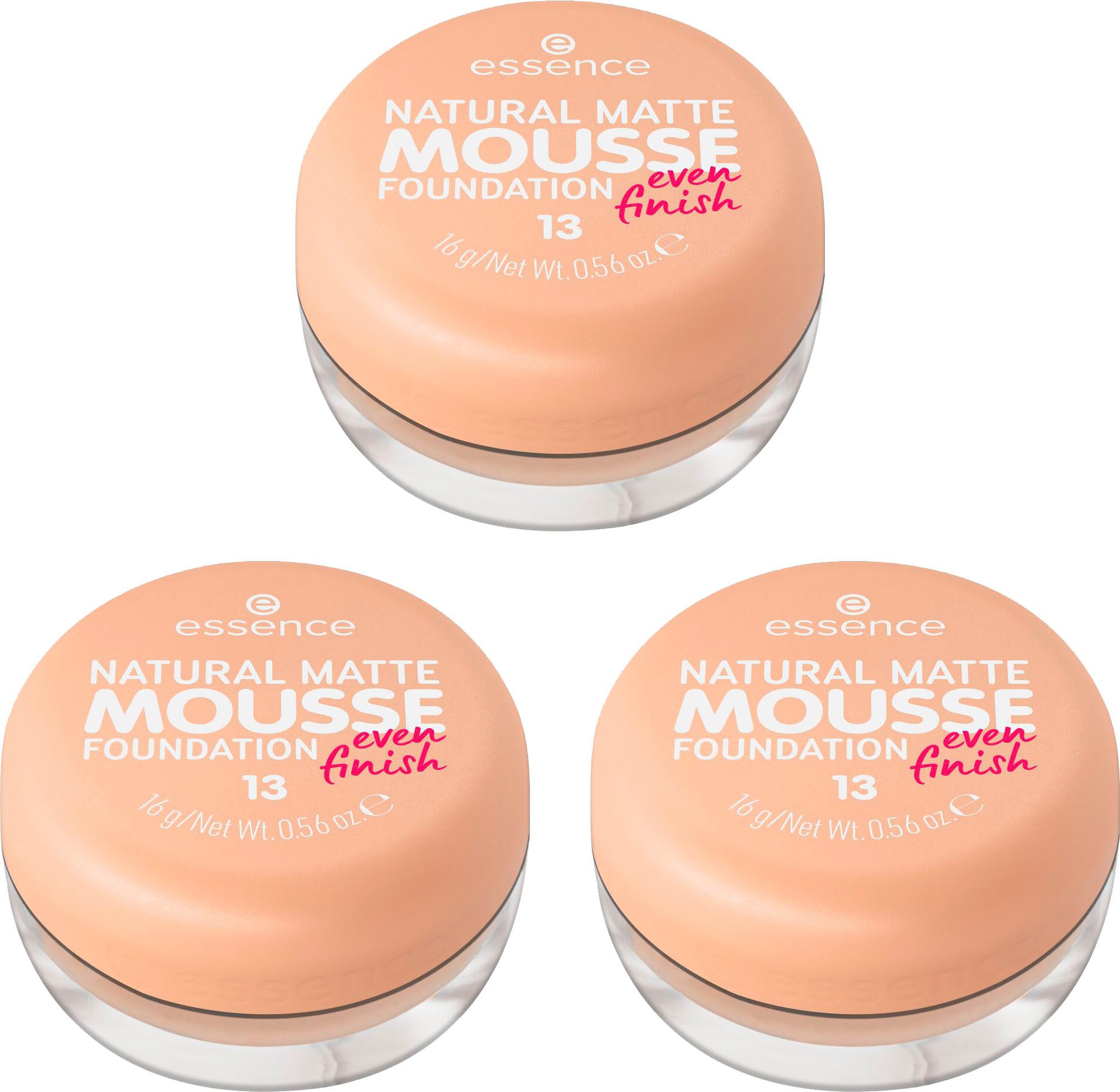 Essence Foundation NATURAL MATTE MOUSSE FOUNDATION, 3er Pack