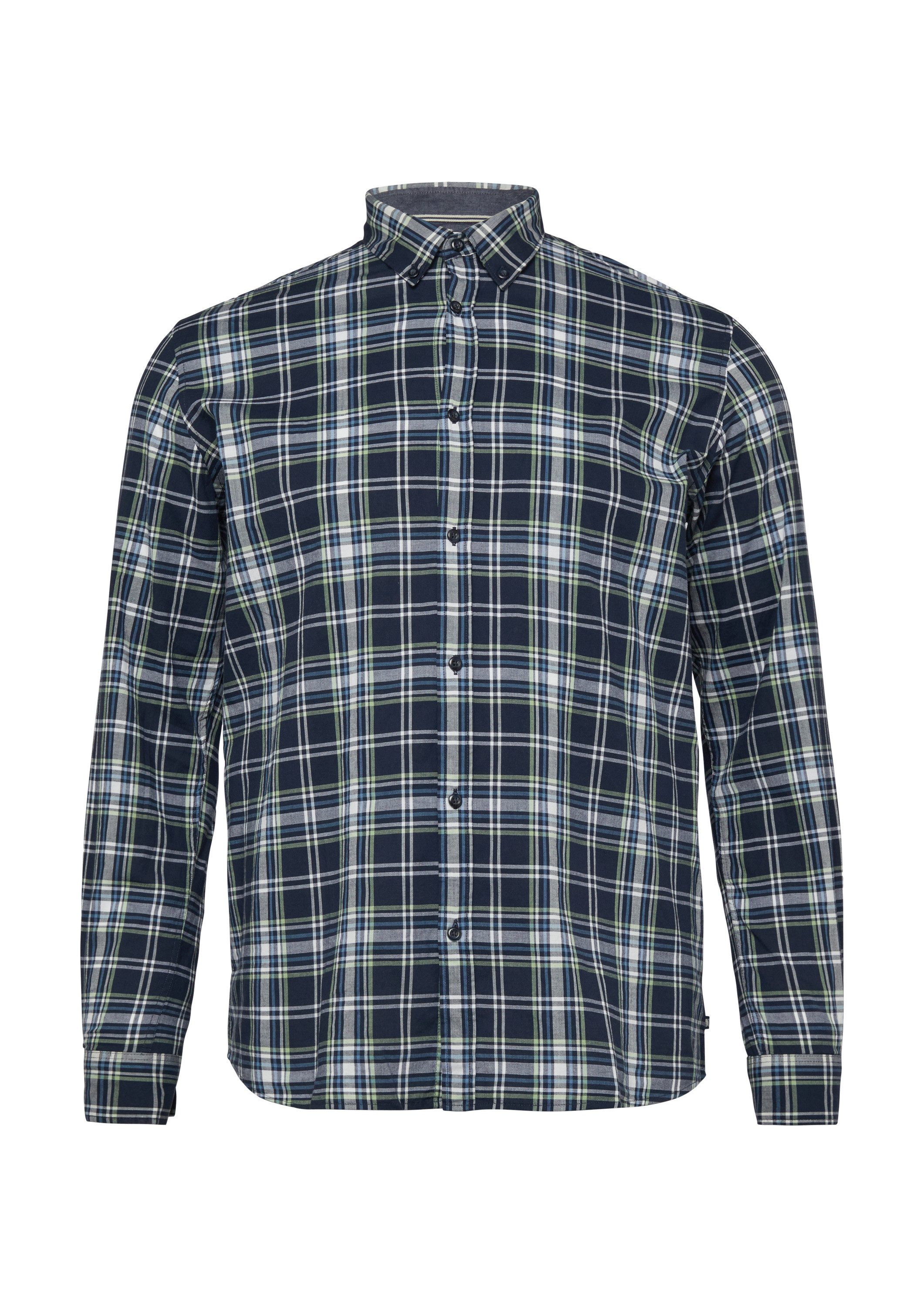 s.Oliver Langarmhemd Hemd Regular Fit: Kariertes Baumwollhemd mit Button-Down-Kragen
