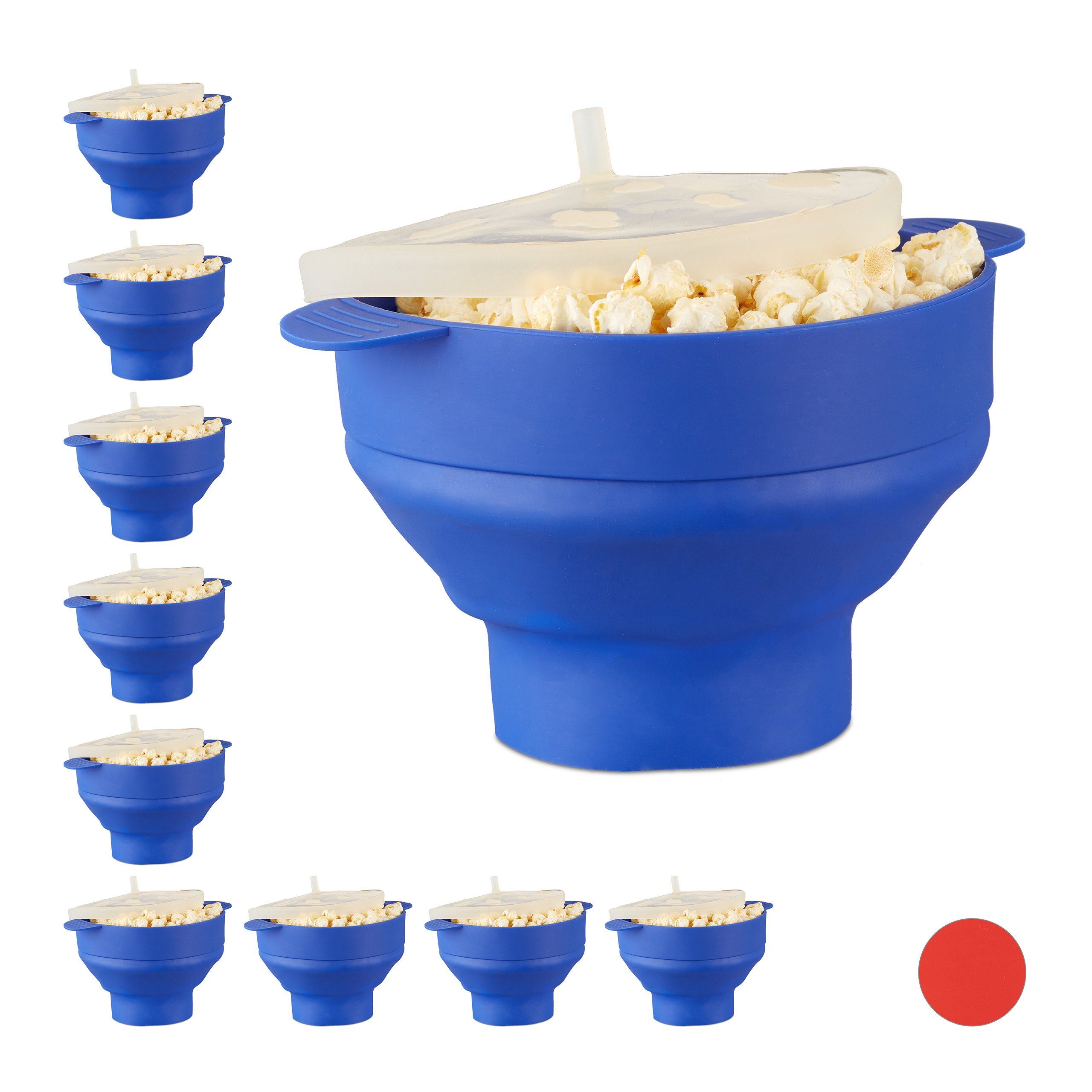 relaxdays Schüssel 10 x blau, Maker Silikon Popcorn Silikon