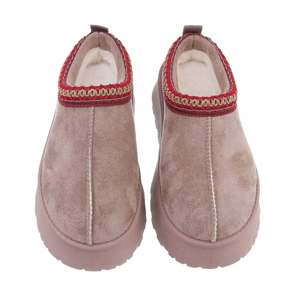 Ital-Design Die bequemen Plateau-Slipper Hausschuh (87475101) Flach Stiefeletten in Hellbraun