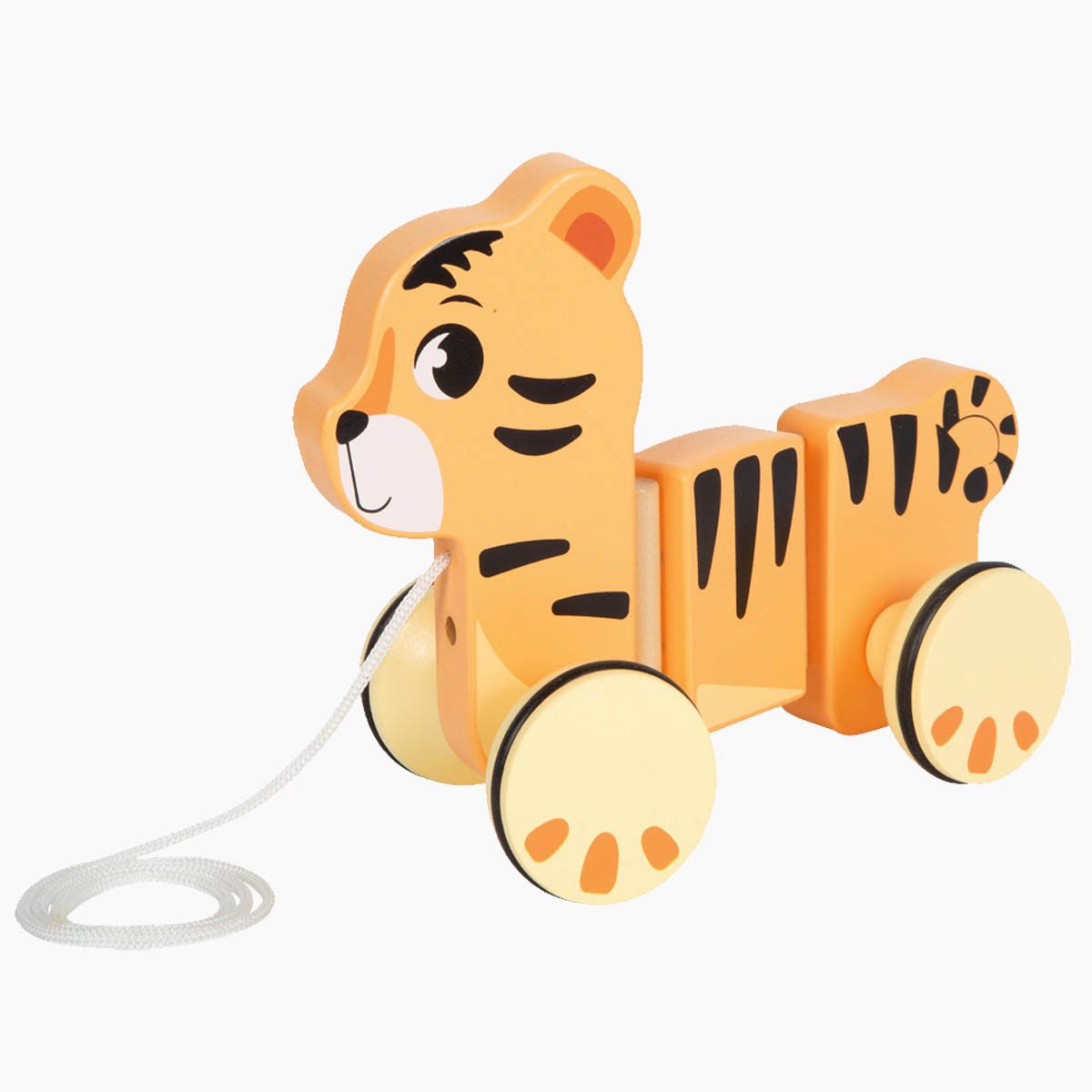 Small Foot Nachziehspielzeug Nachziehtier Tiger Safari, (packung, 1-tlg), Geräuscharmes, Rollen dank gummierter Räder