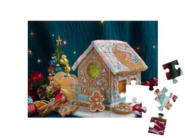 puzzleYOU Puzzle Lebkuchenhaus mit weihnachtlicher Dekoration, 48 Puzzleteile, puzzleYOU-Kollektionen Weihnachten