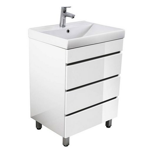 Lomadox Waschtisch »KASSANDRA-02«, 60 cm Waschtisch mit Unterschrank, 3