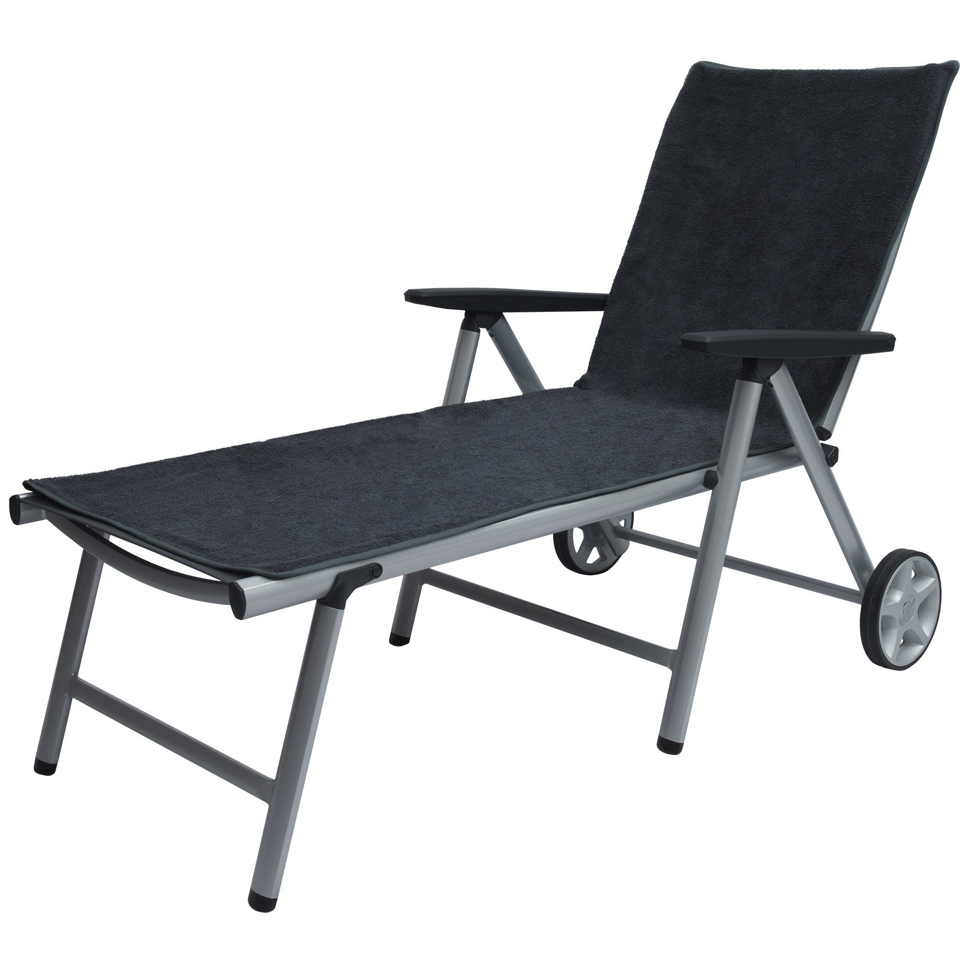 Beautissu Handtuch XL Frottee Handtuch für Sonnenliege Marbella, 70x200cm, Anthrazit, Premium Auflage Gartenliege Handtuch Strandtuch – 100% Baumwolle