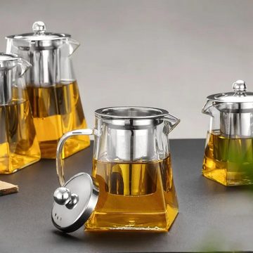 ROY Teekanne Modernes 750ml Glas-Teekanne mit Teesieb Teekessel
