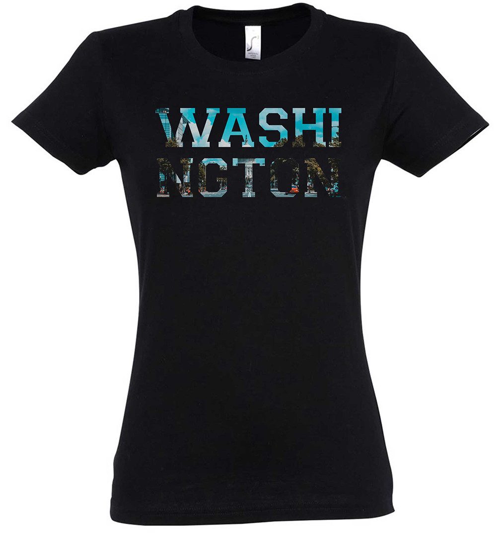 Print-Shirt Washington Damen T-Shirt Capital D.C. DC Skyline Stadt City USA United