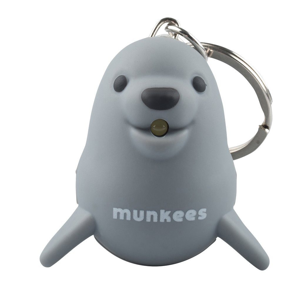 Munkees Taschenlampe LED- und Sound-Anhänger Seelöwe, für Schlüsselbund und Rucksack (Kein Set, 1-St), LED- und Soundfunktion, Schlüsselanhänger, Seelöwen-Design