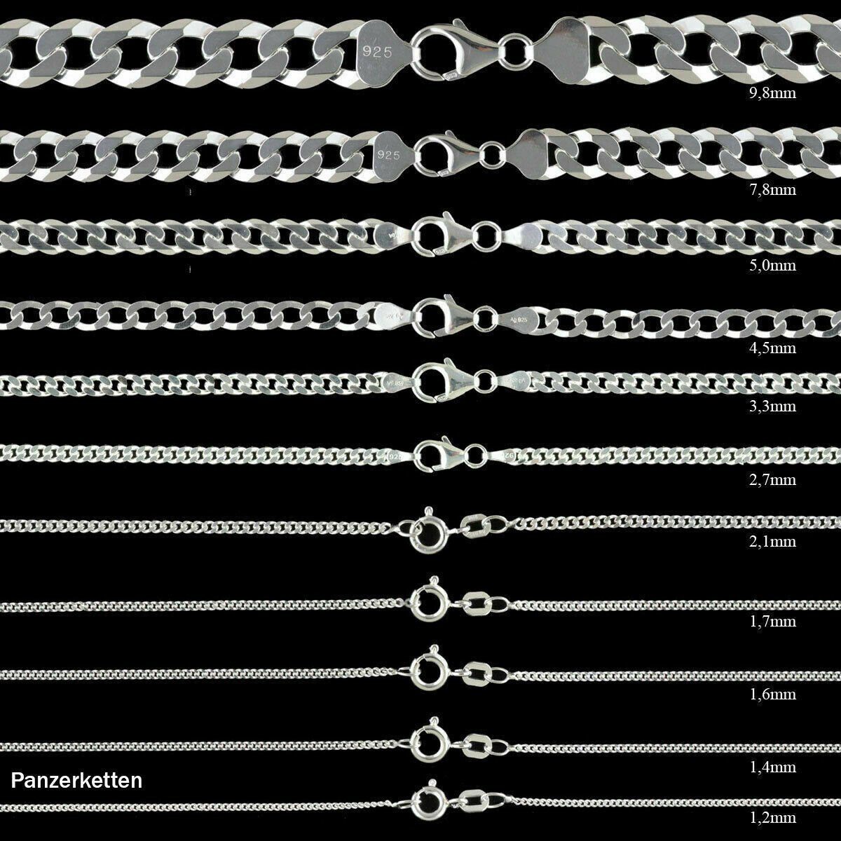 HOPLO Panzerkette Silberkette Panzerkette Länge 36cm - Breite 1,2mm - 925 S günstig online kaufen