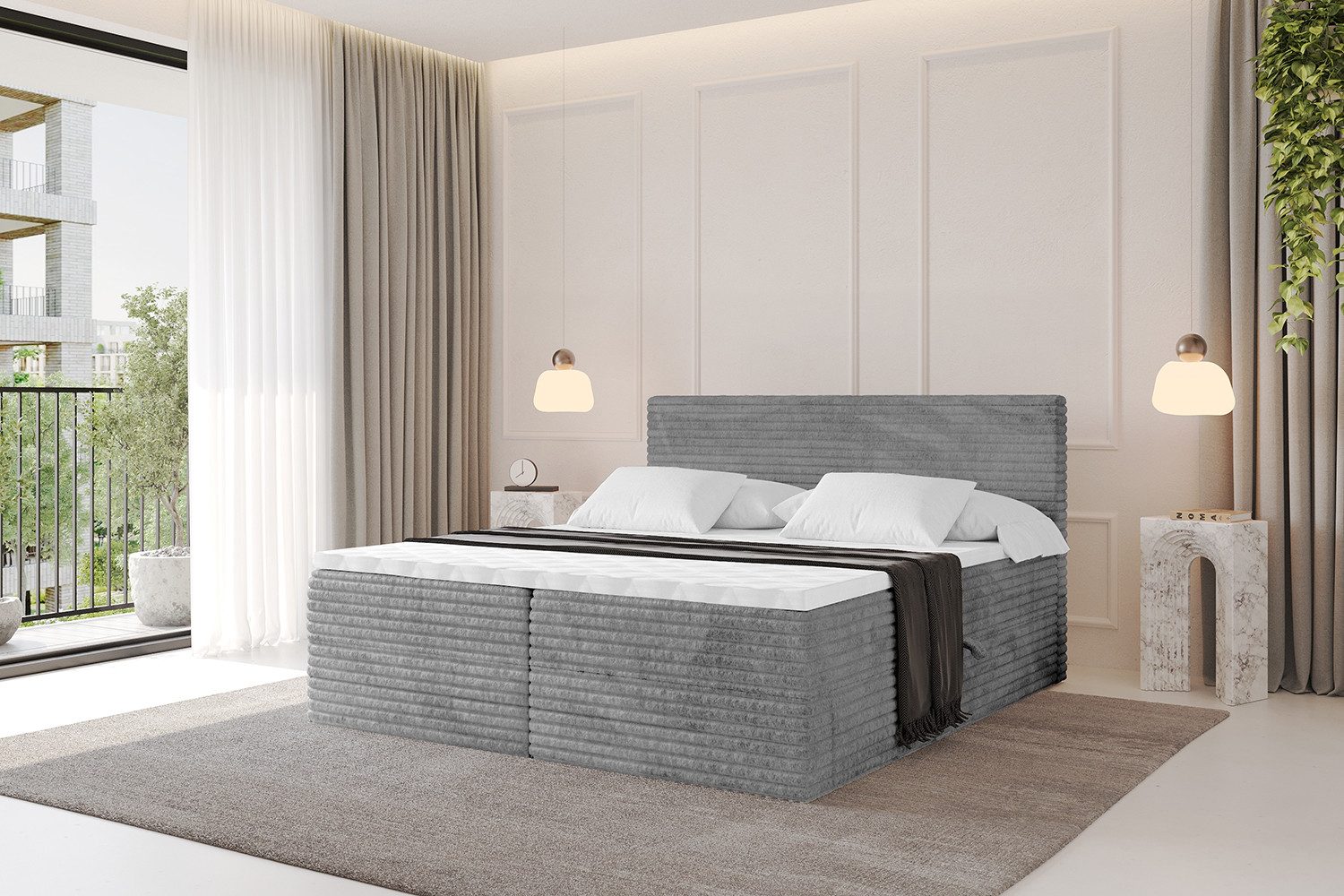 ALTDECOR Boxbett TOLO-v1 (Multipocket-Matratze H4, H3 Matratze Bonellfederung, Topper, Kopfteil)