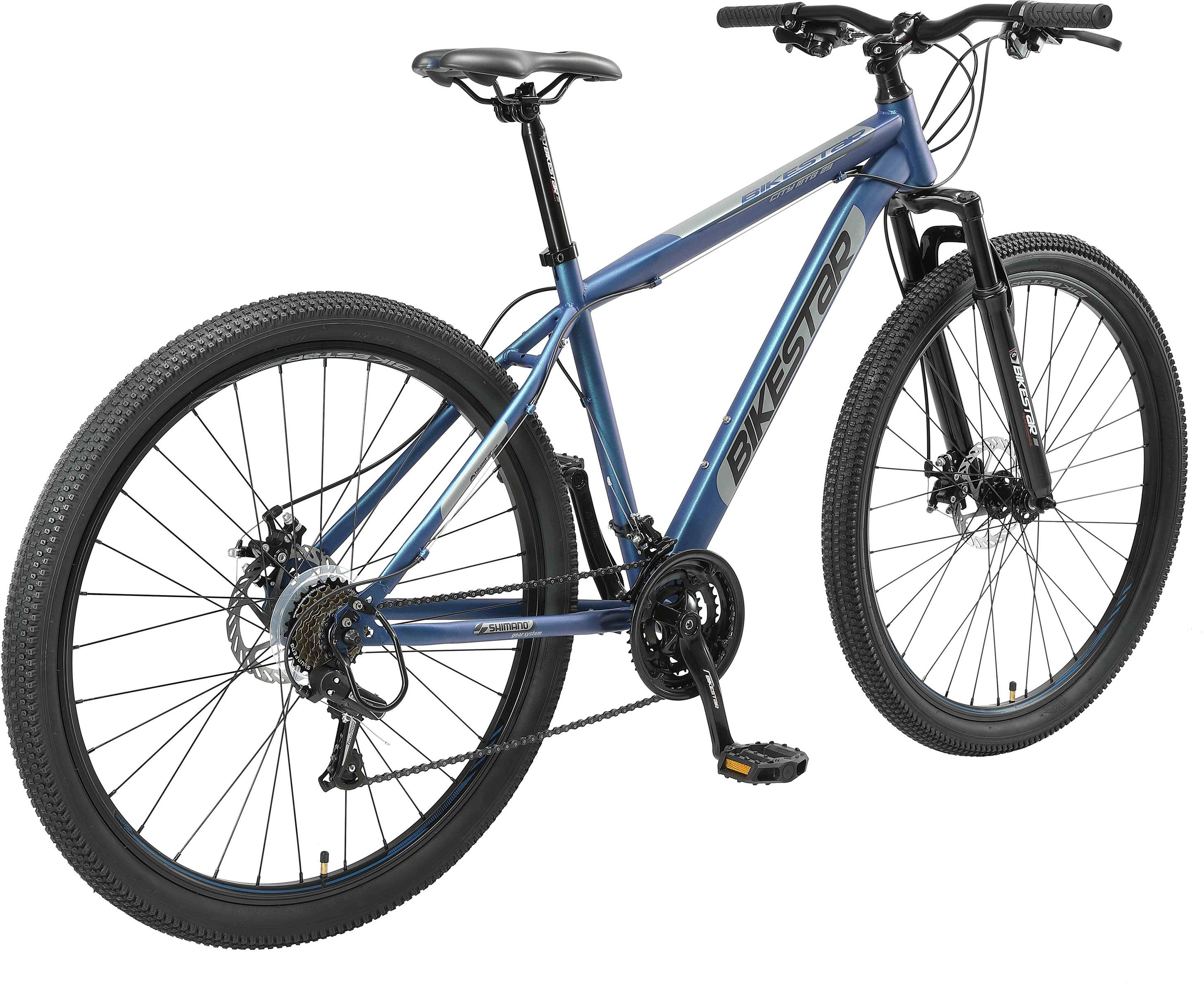 Bikestar Mountainbike, 21 Gang Shimano RD-TY300 Schaltwerk, Kettenschaltung, für Damen und Herren, Kettenschaltung