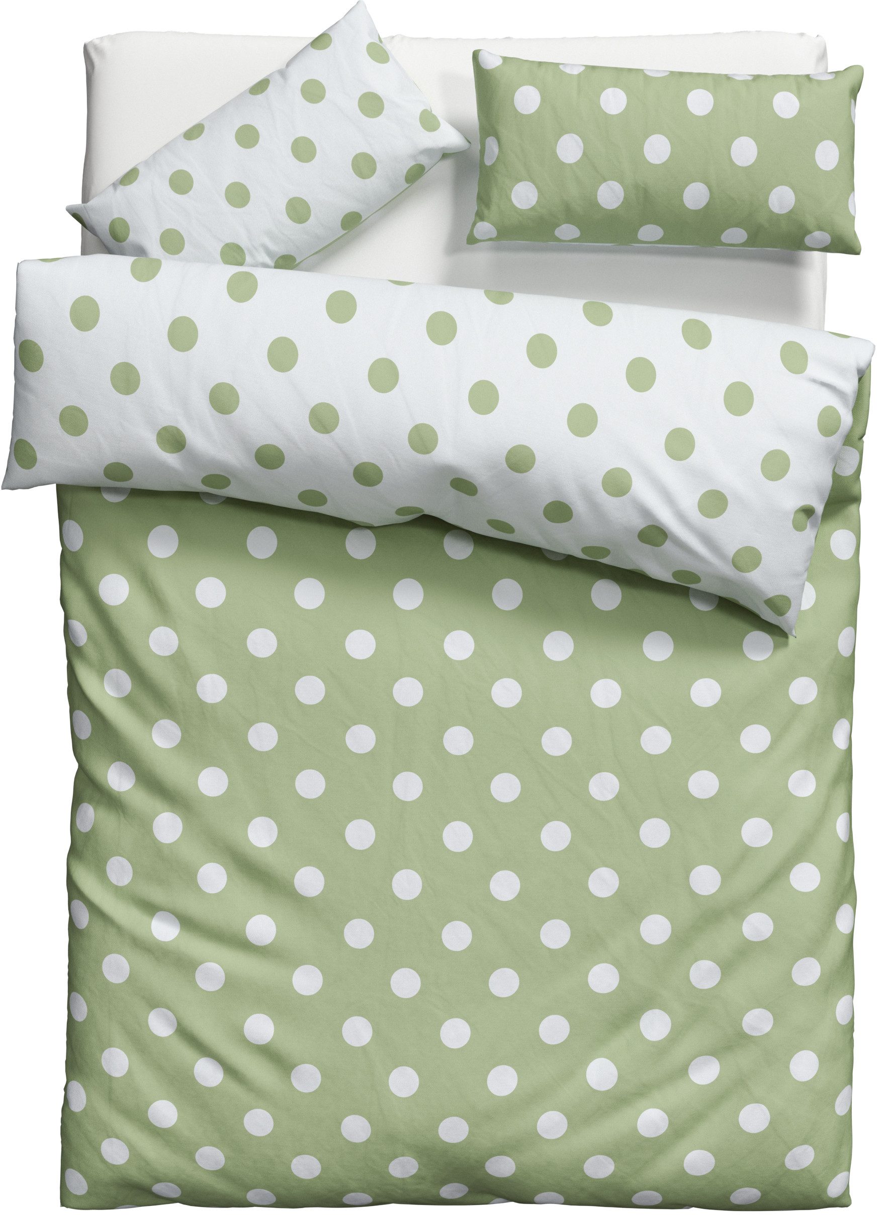 OTTO home Wendebettwäsche Dots, Polycotton recycelt, 2 teilig, ab Größe 135 günstig online kaufen