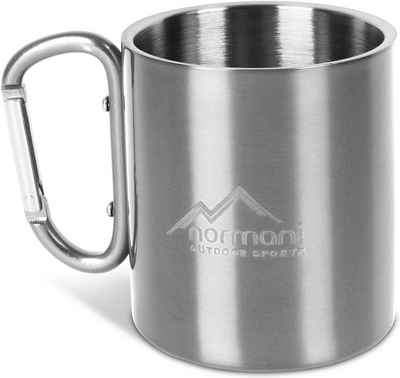 normani Becher Edelstahl Tasse 330 ml mit Karabinerhaken, Edelstahl, Doppelwandige Outdoortasse Campingtasse Edelstahlbecher Thermobecher Isolierbecher