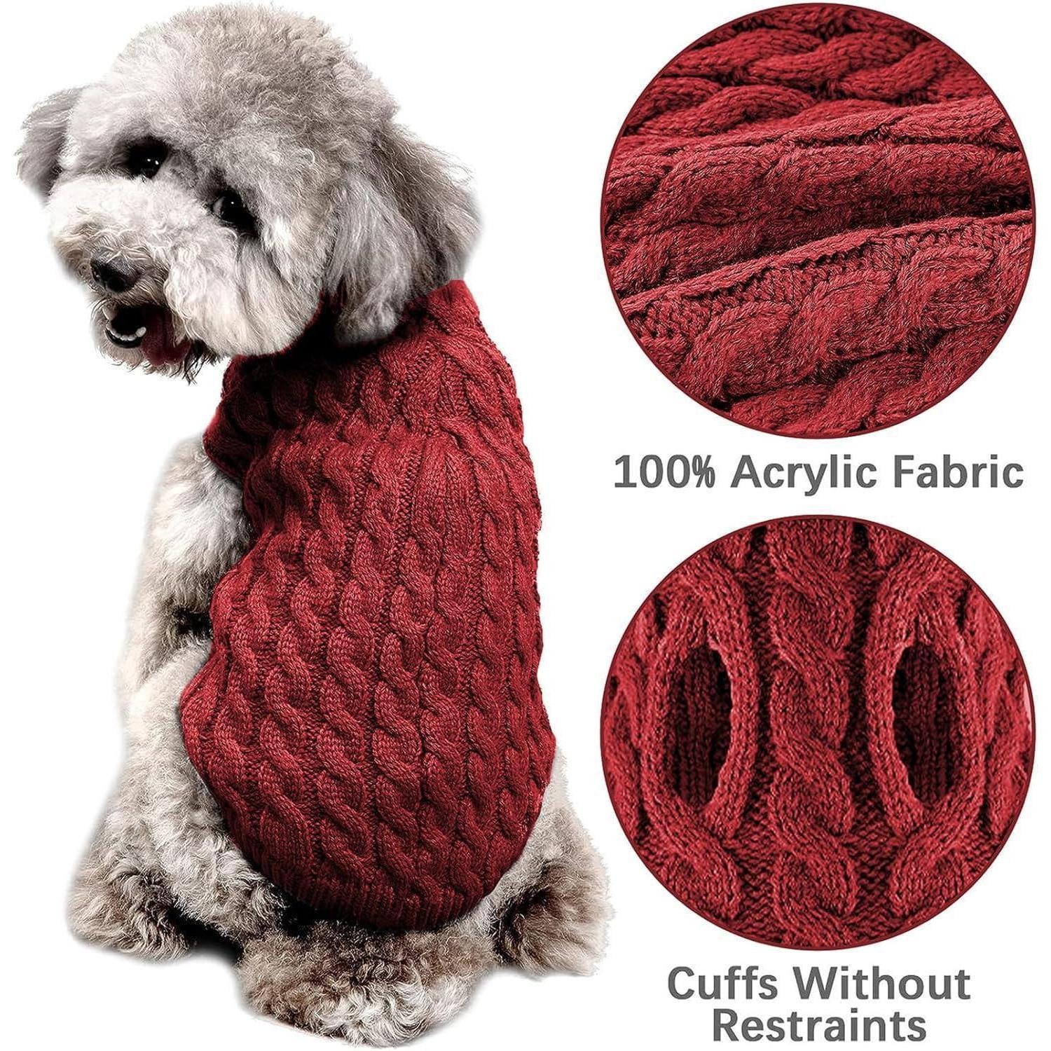 LuxusKollektion Tier-Halstuch Hundepullover Rollkragen Strick Winter kleine Hunde Katzen Red L