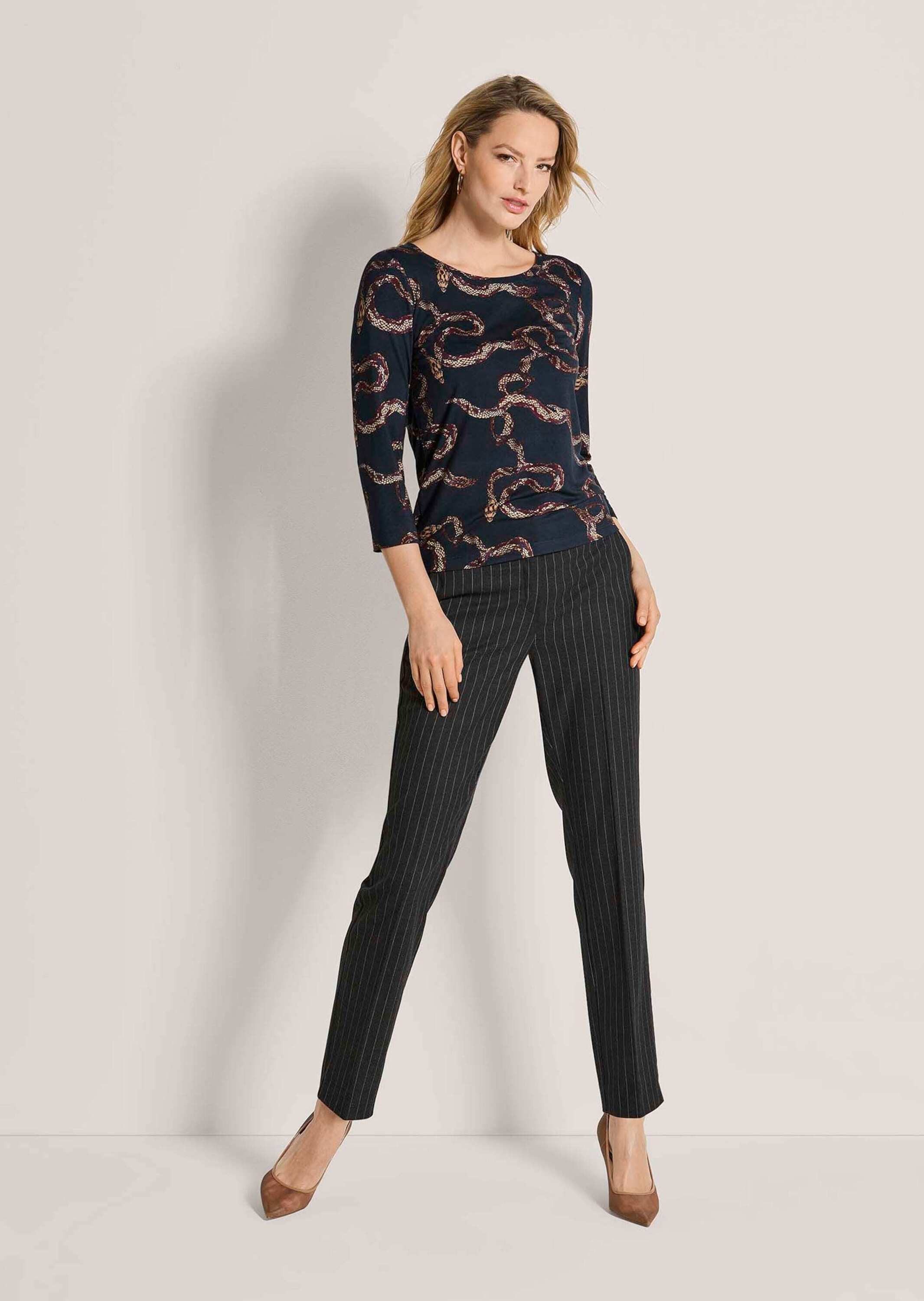 MADELEINE 3/4-Arm-Shirt Viskose-Shirt mit Schlangenprint Ausdrucksstarker Druck, feminin taillierte Passform