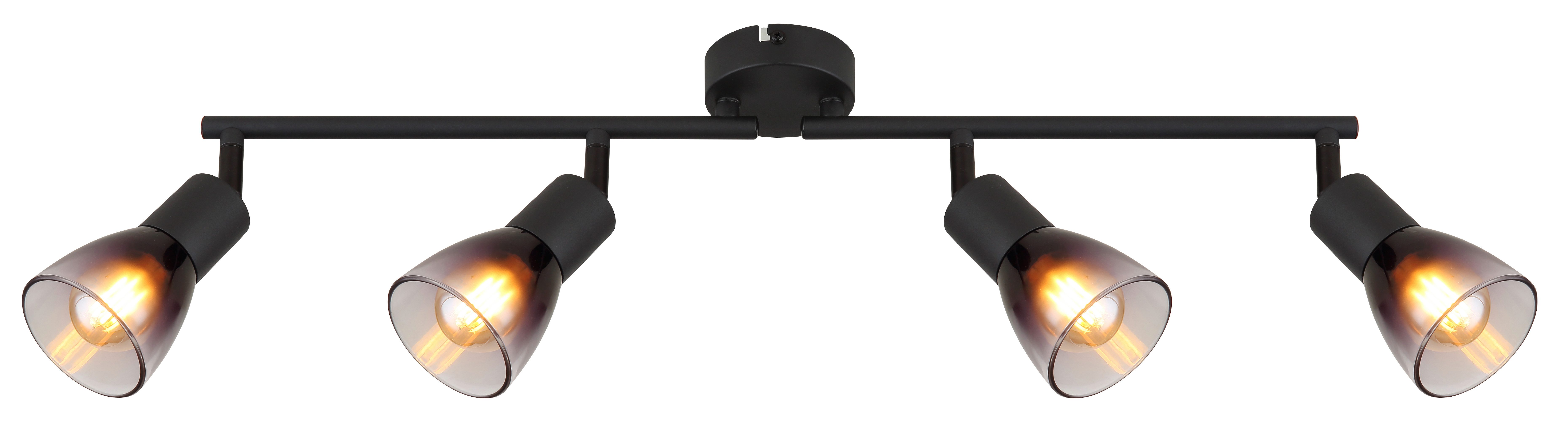 GLOBO LIGHTING Deckenstrahler SATELLA, ohne Leuchtmittel, Deckenspot/schwarz/Holz/Glas rauchfarben/Flur/Wohnzimmer