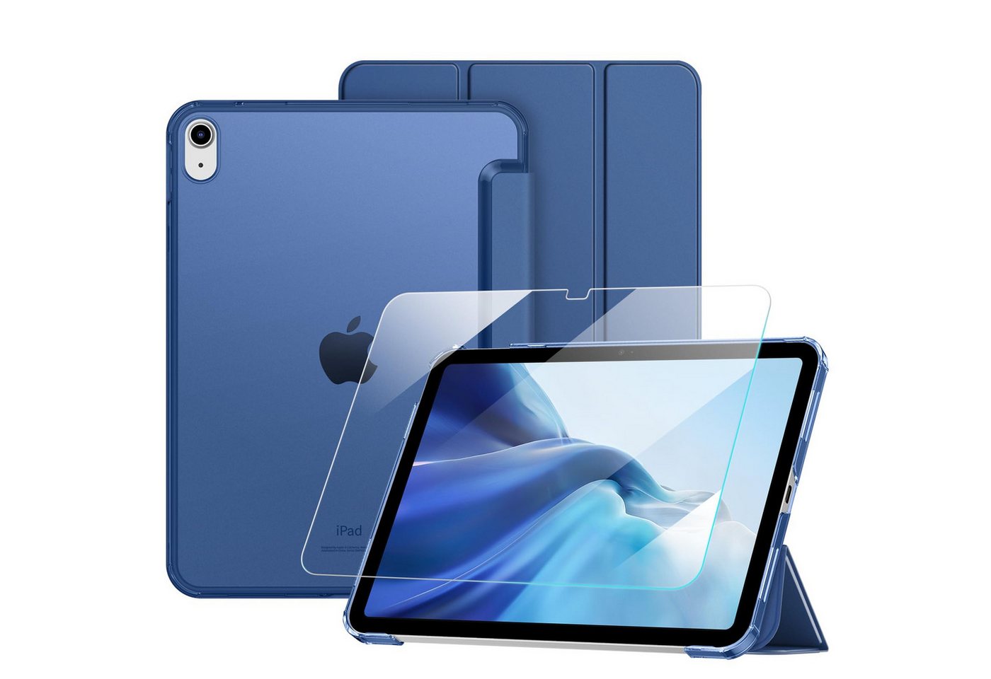 Fintie Tablet-Hülle mit Schutzfolie für iPad A16 11.Gen 11'' 2025, iPad 10.Gen 10,9'' 2022 11 Zoll/10.9 Zoll, Ultradünne Stand-Schutzhülle mit Hart-PC Transparenter Rückseite