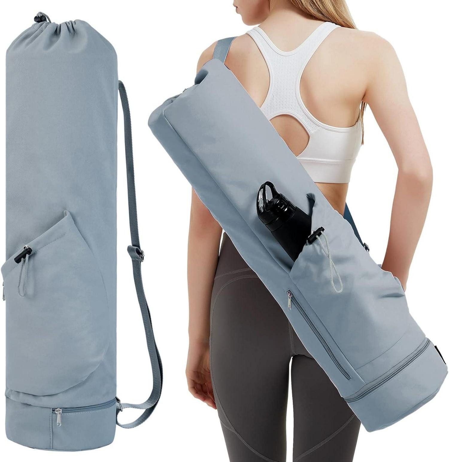 LuxusKollektion Yogatasche Yogatasche Damen Gym Sporttasche Pilates Yoga Zubehör Grau Blau