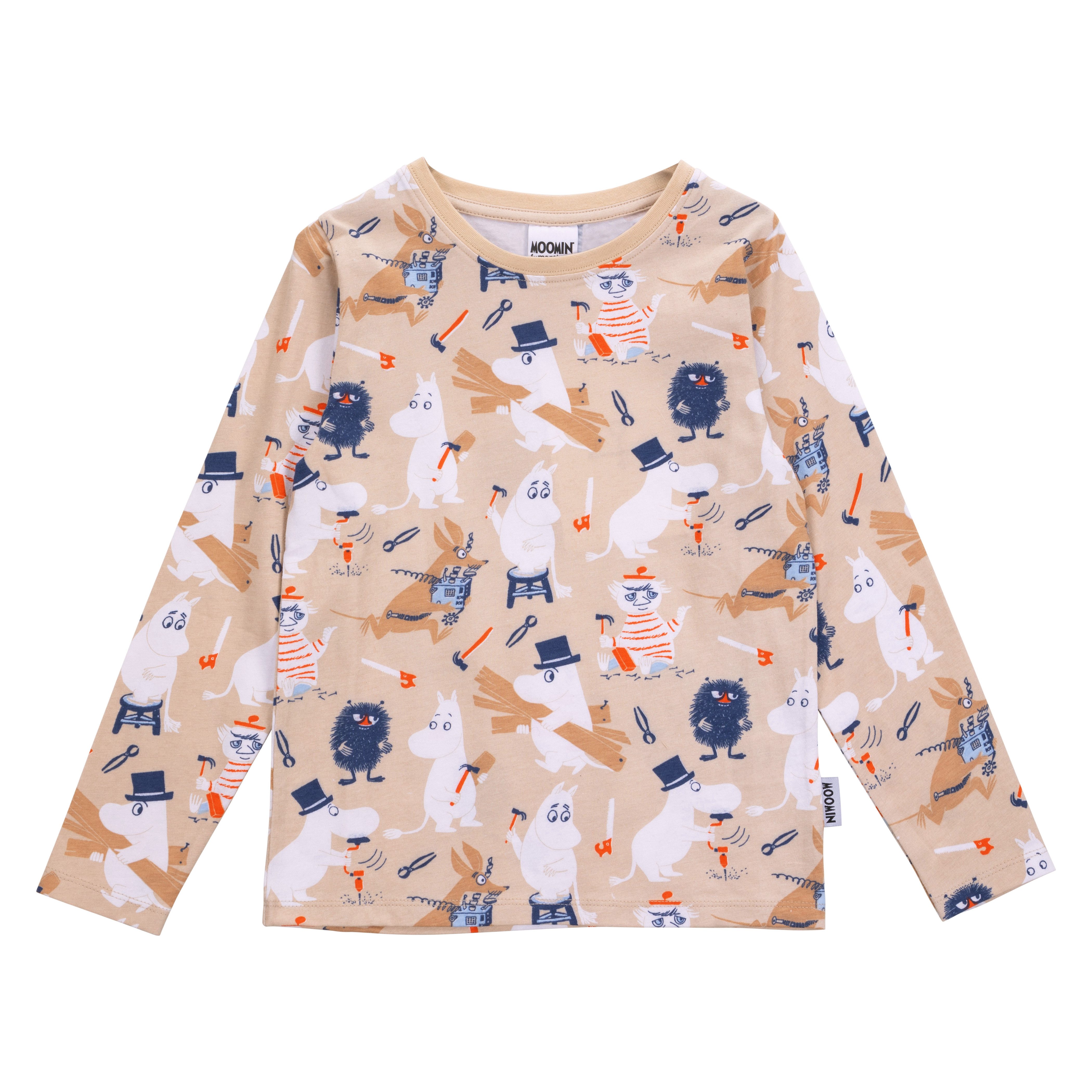 Moomin by Martinex Langarmshirt Martinex Moomin Langarmshirt in Braun mit Bauarbeiter-Moominfiguren